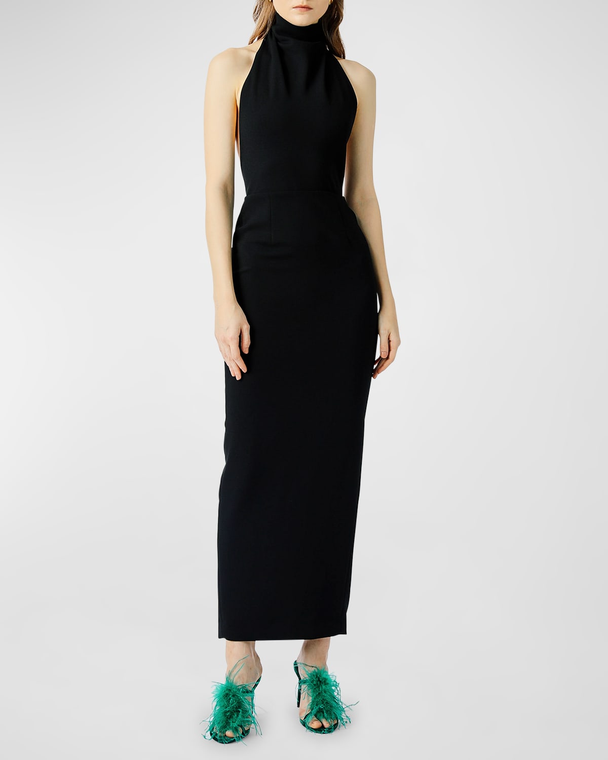 Shop Sau Lee Patricia Open-back Neck-tie Halter Dress In Black