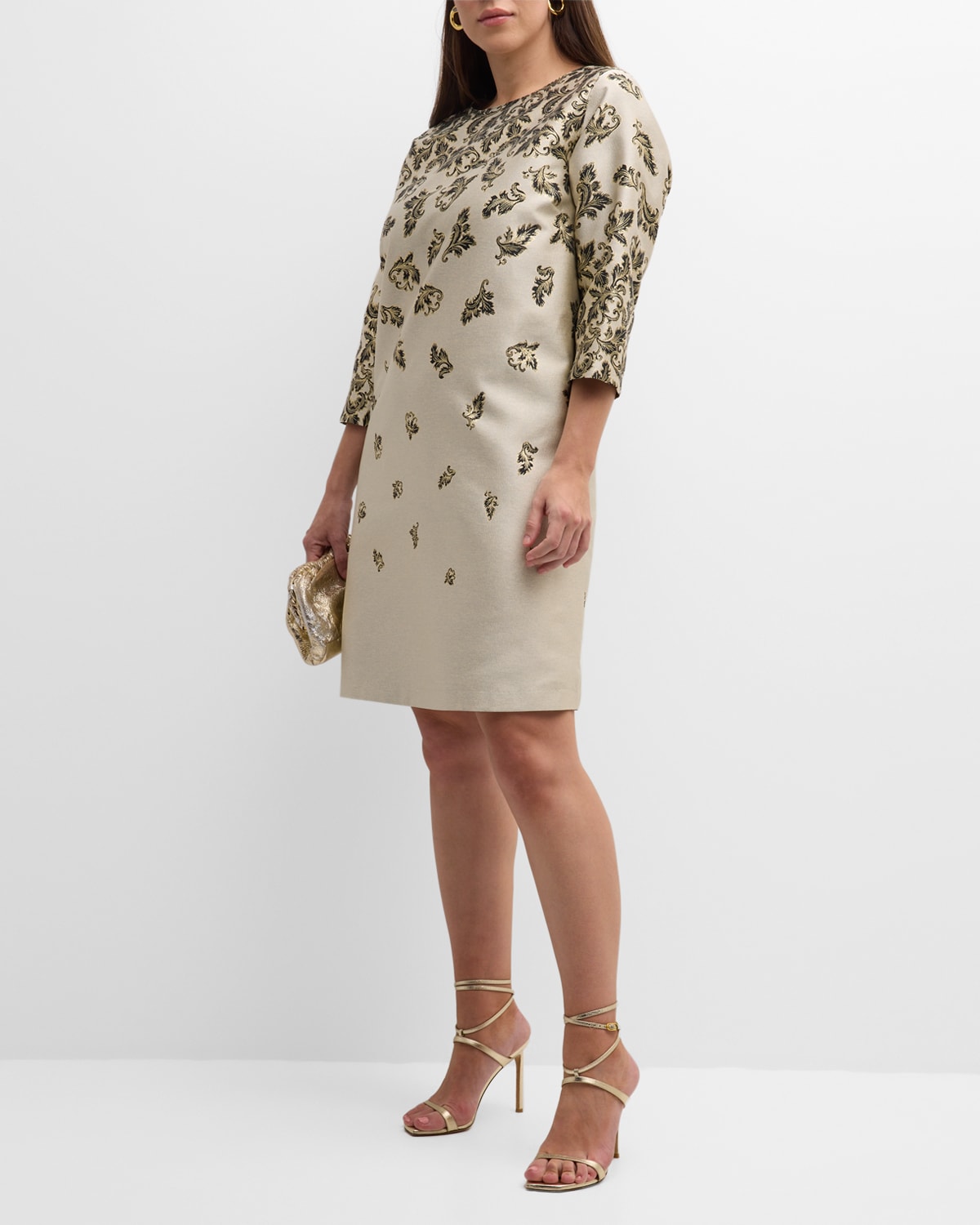Caroline Rose Plus Plus Size Festive Flourish Jacquard Midi Dress