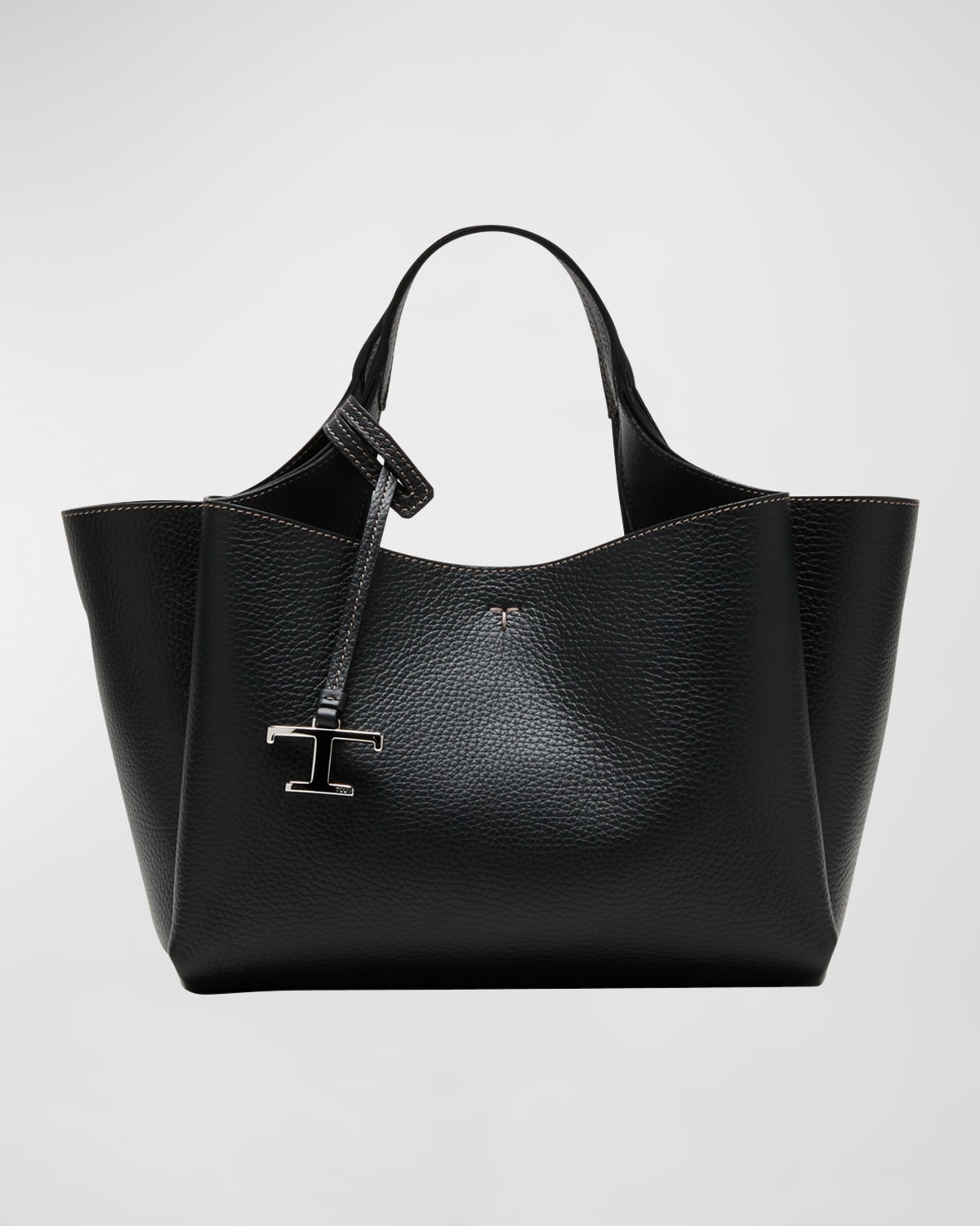 Tod's Mini Leather Tote Bag In Black