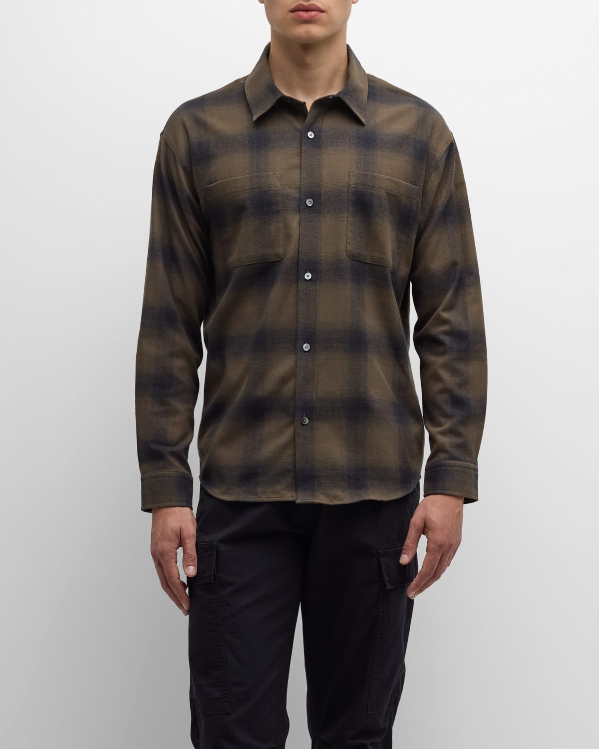 Shop Frame Men's Plaid Flannel Button-down Shirt In Khaki Grre