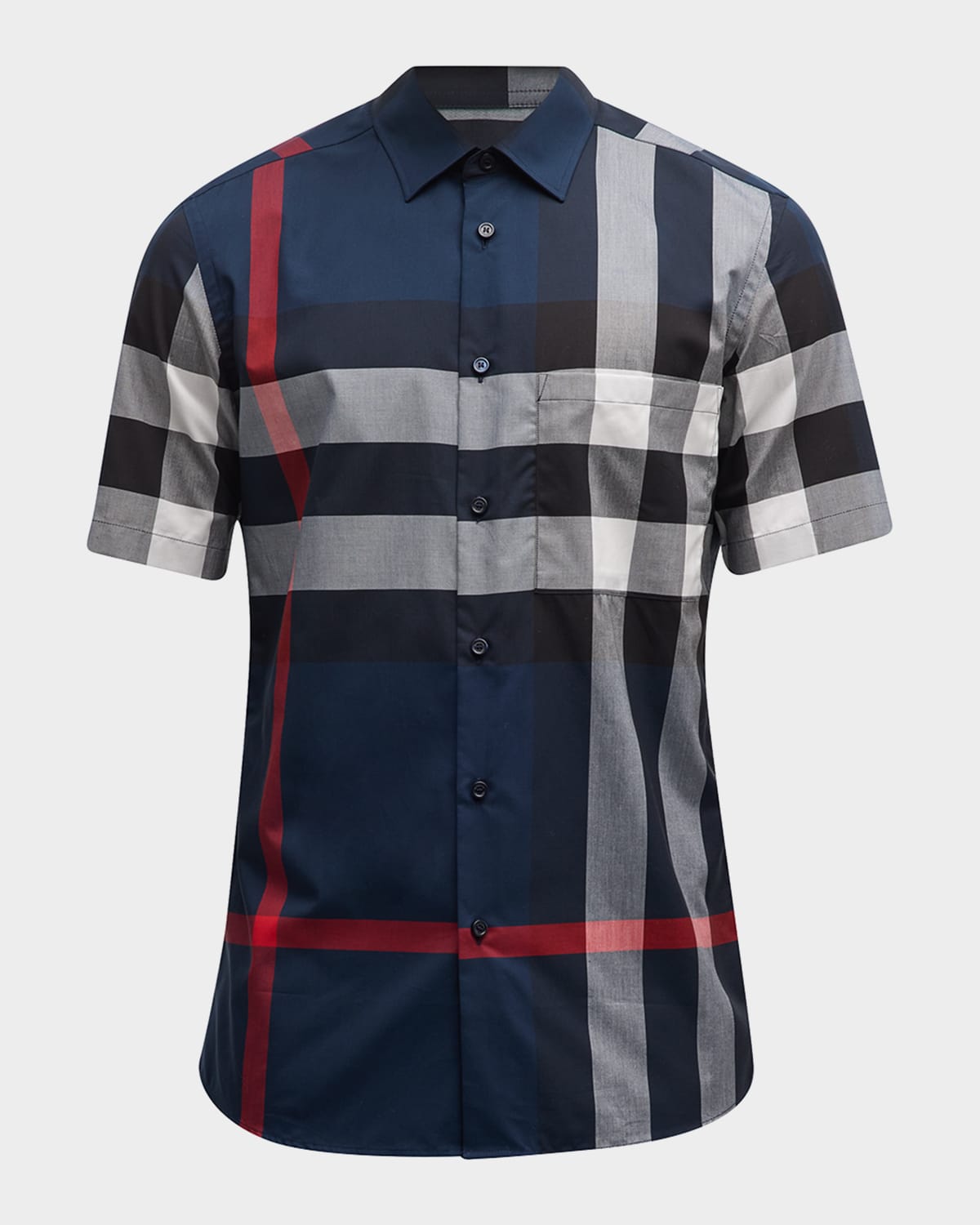 Shop Burberry Men's Summerton Check Button-down Shirt In Navy Ip Check