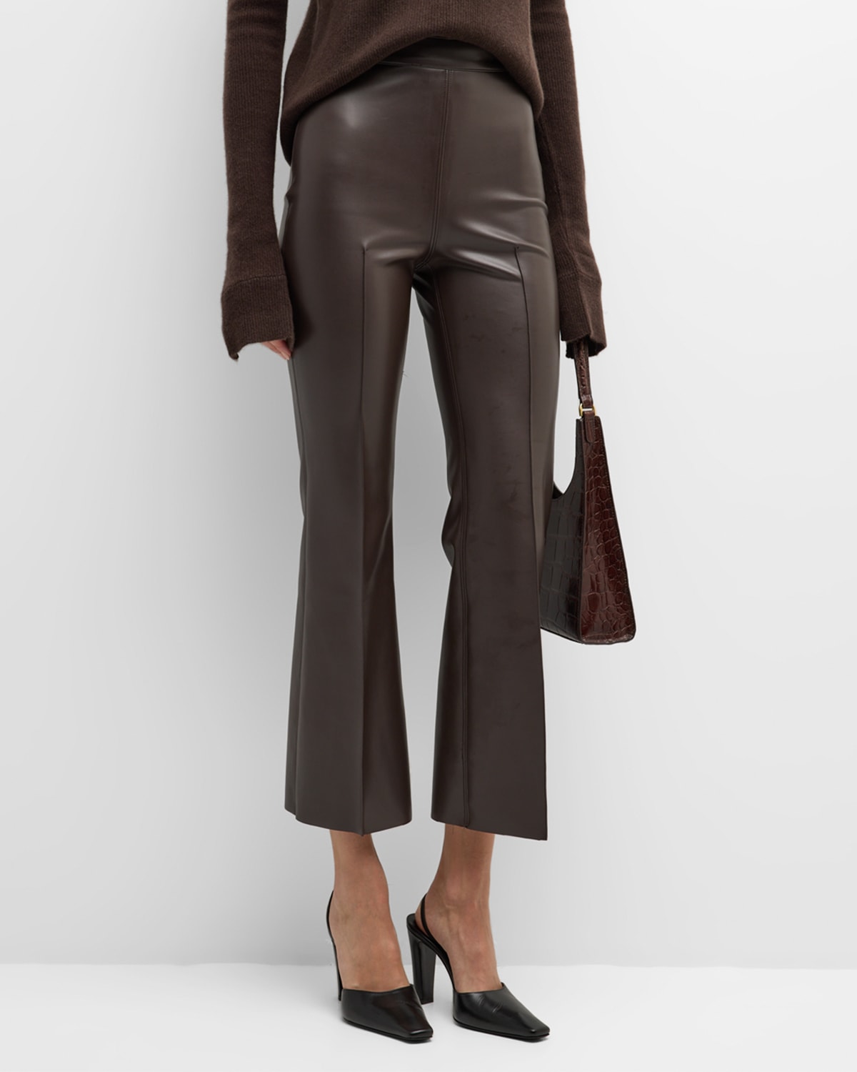 Grey/Ven Porterfield Cropped Vegan Leather Flare Pants