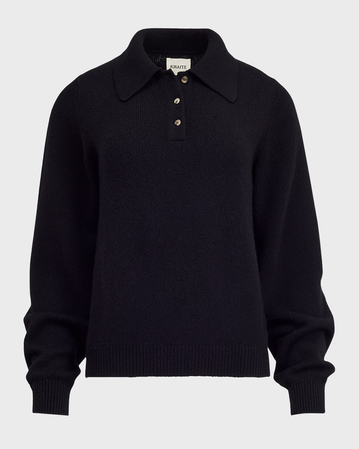 Shop Khaite Joey Polo Cashmere Sweater In Black