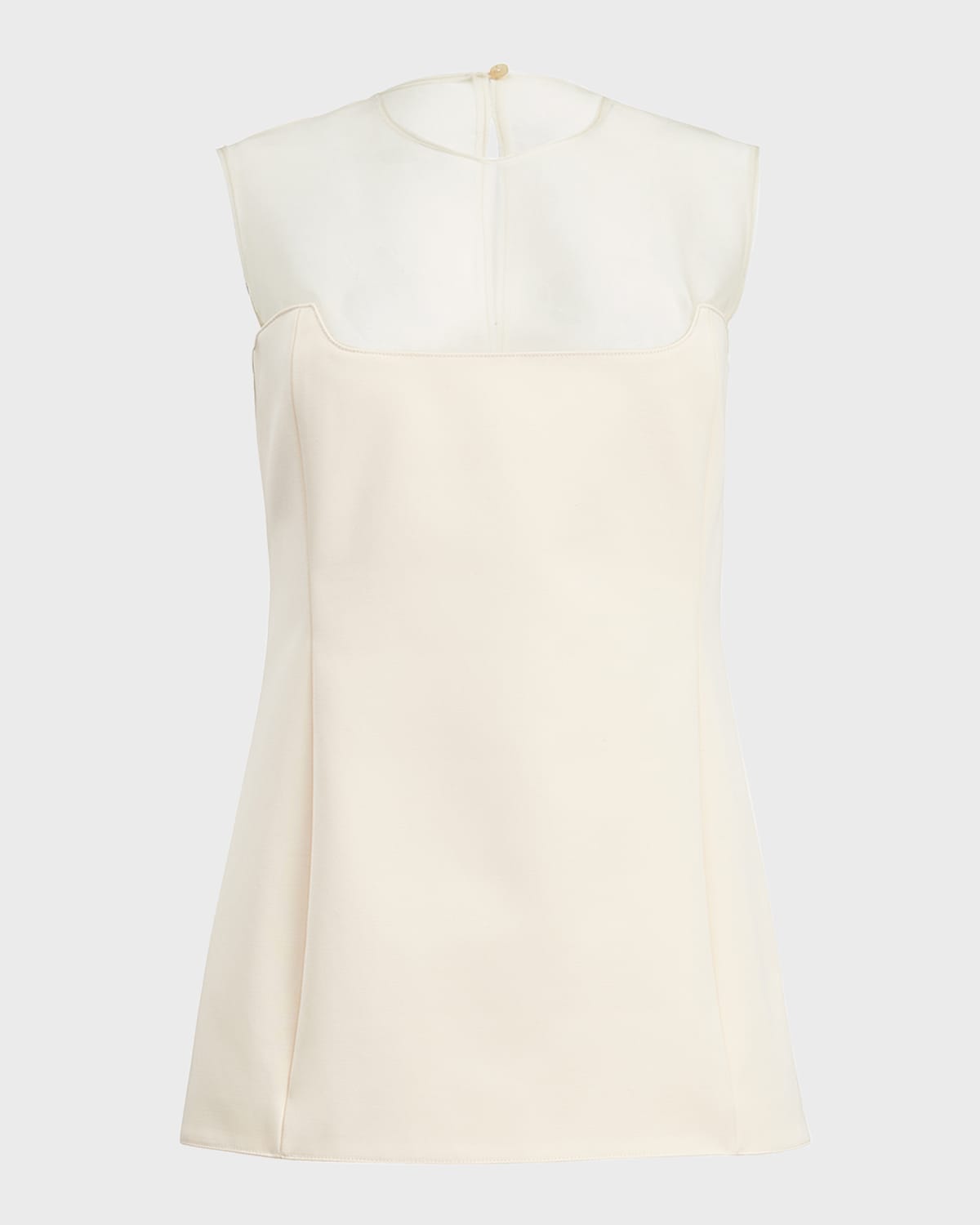 Khaite Sasmo Sleeveless Crepe And Mesh Top In Bone