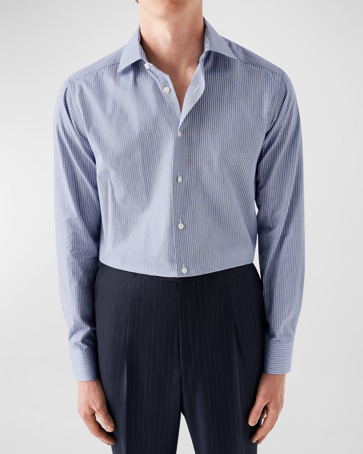 Eton Men's Contemporary Fit Stripe Dress Shirt In Blue