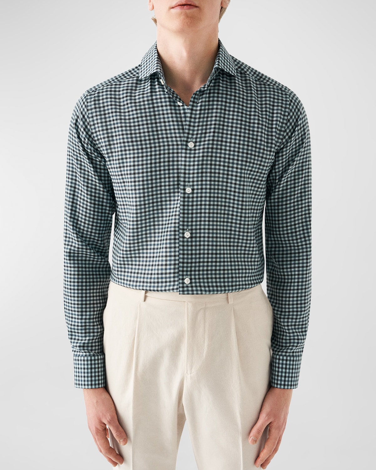 Shop Eton Men's Contemporary Fit Gingham Check Dress Shirt In Blue