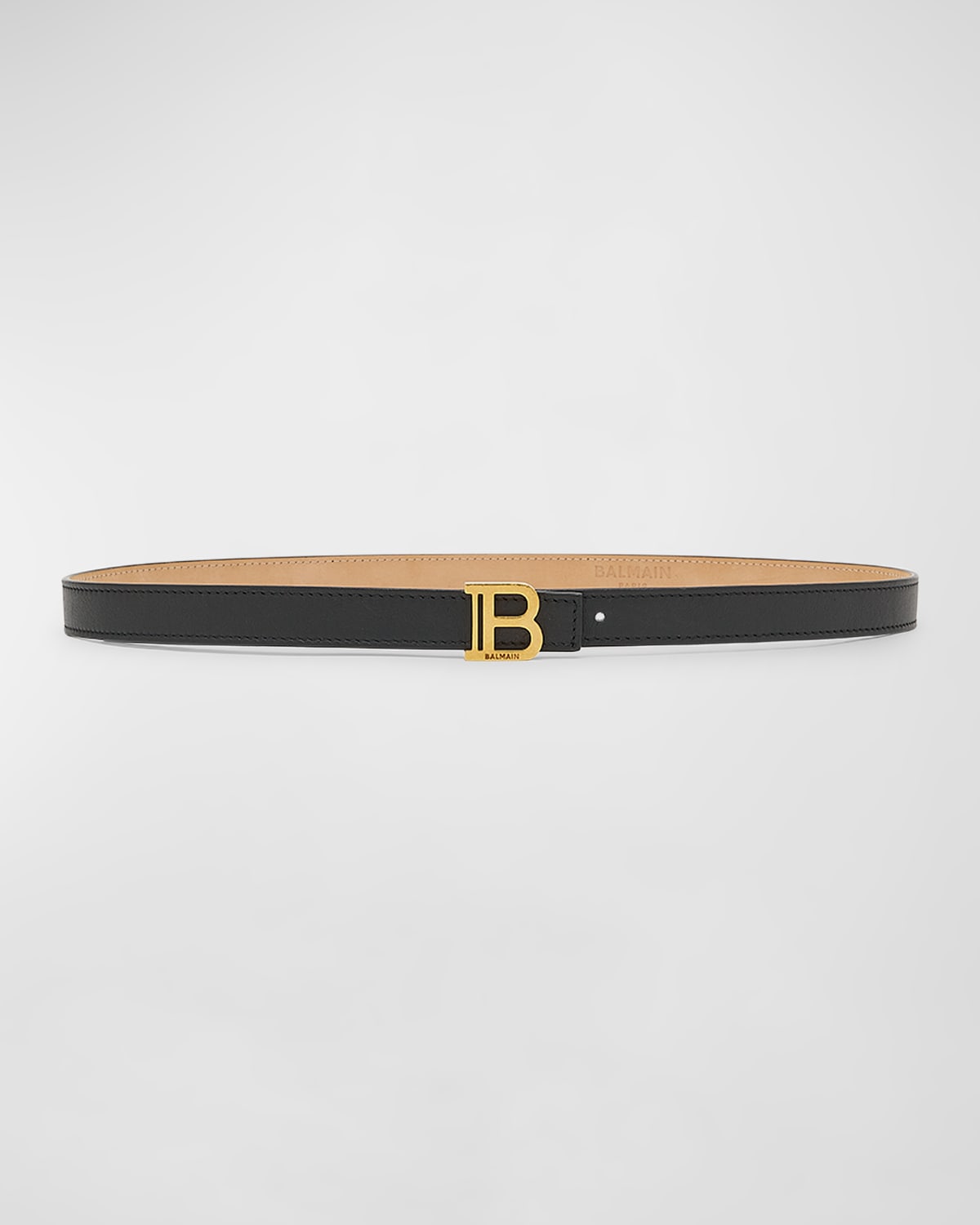 Balmain B-monogram Leather Skinny Belt In 0pa Noir