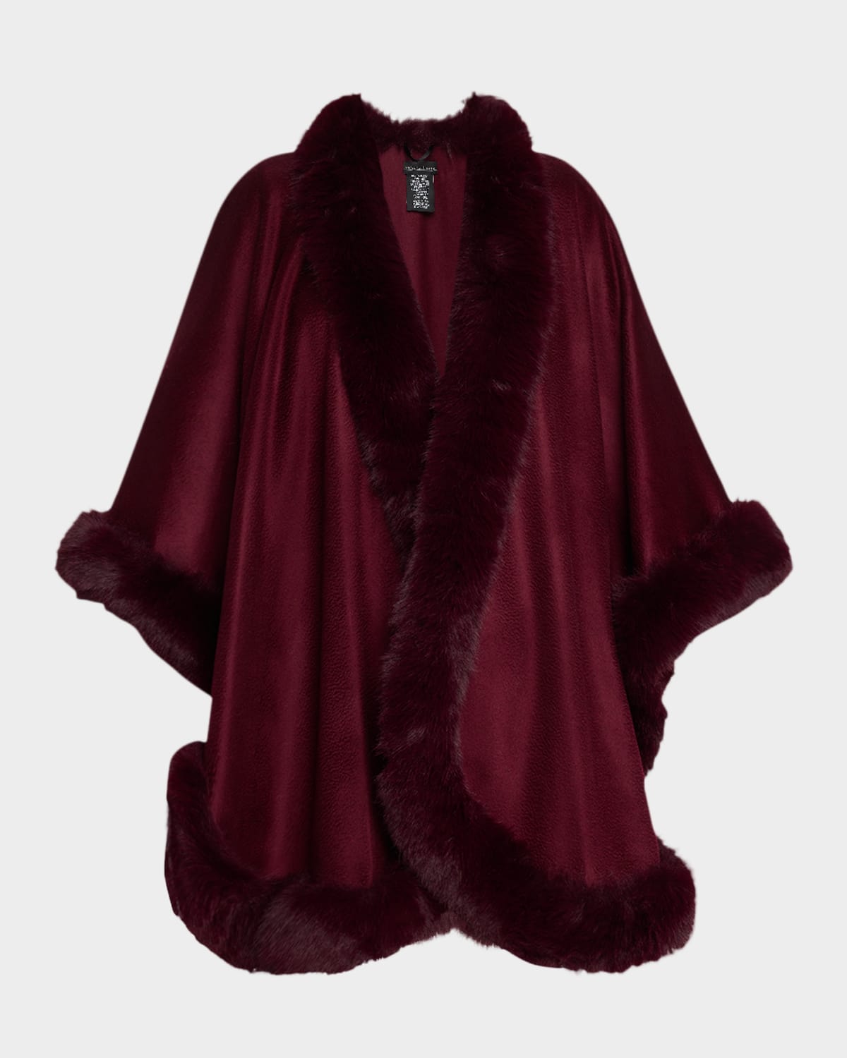 Cashmere Cape With Faux Fur Trim