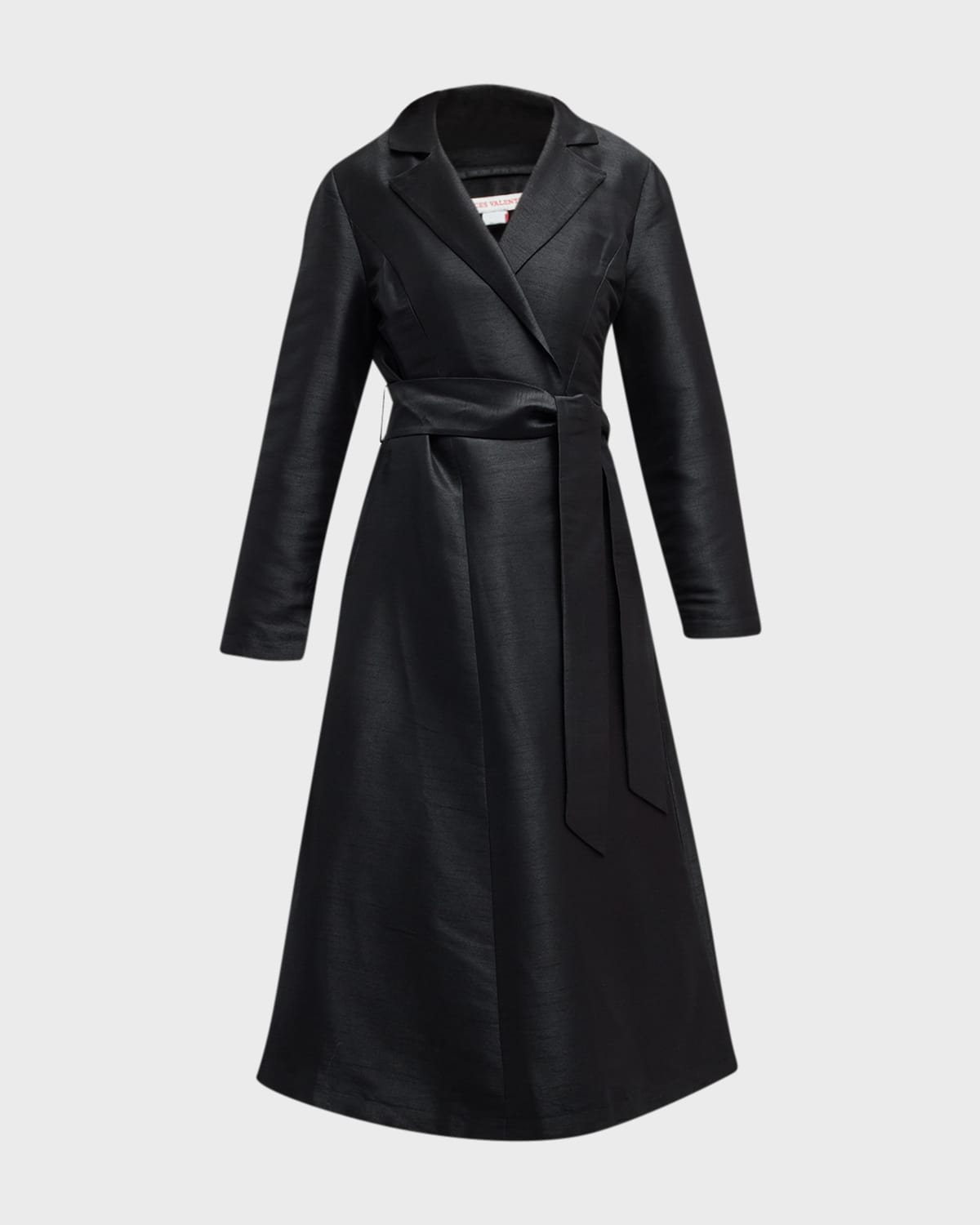 Frances Valentine Lucille Notched-lapel Belted Midi Wrap Dress In Black
