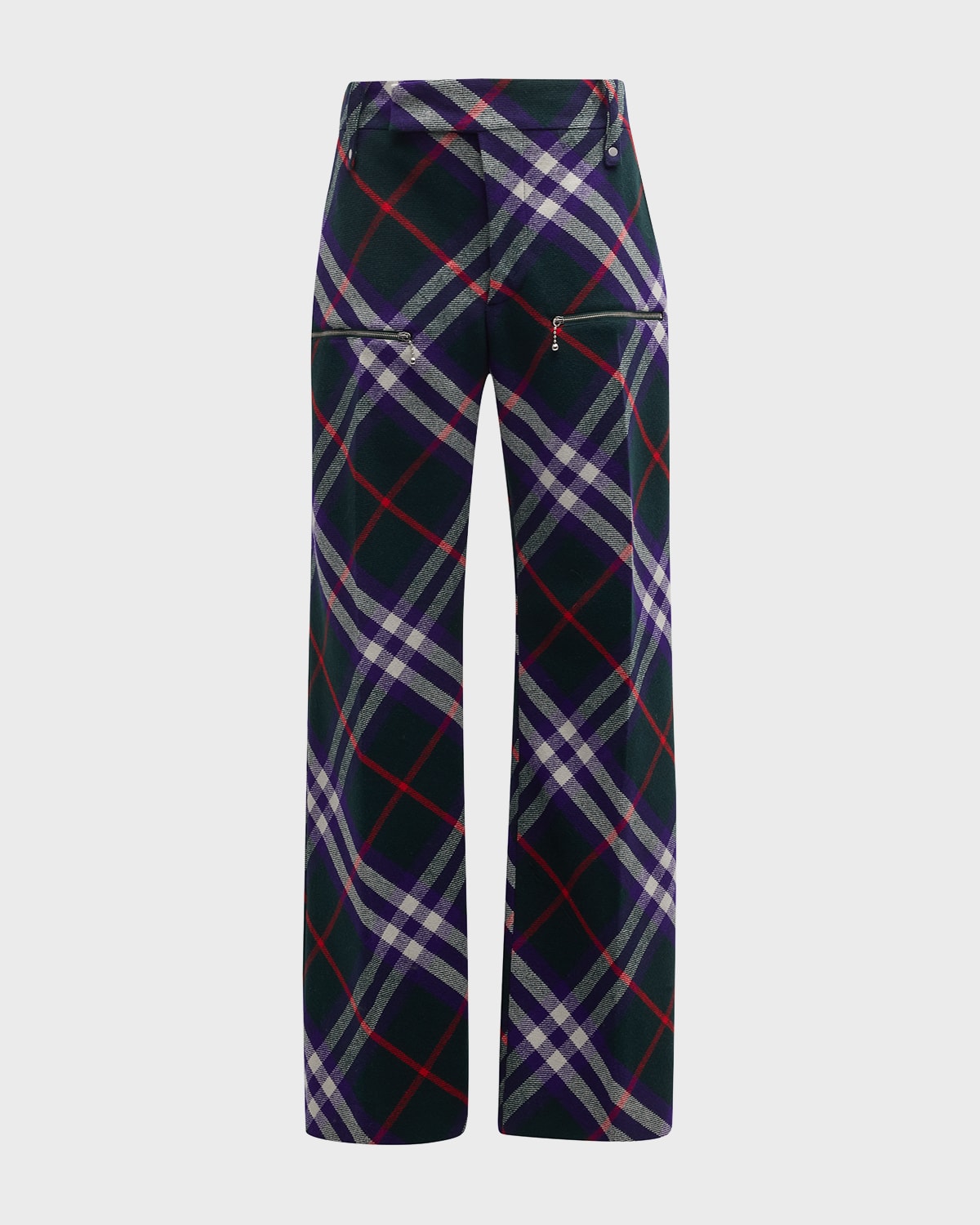 Burberry Plaid-check Straight-leg Trousers In Vine_deep Royal I