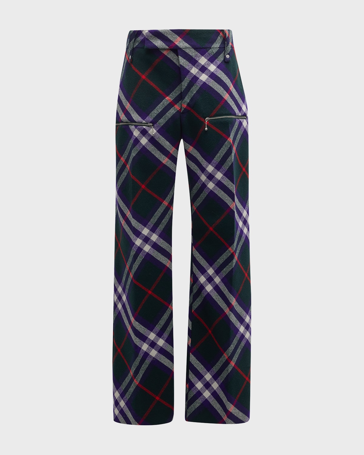 Men's Multi-Check Pants with Zippers