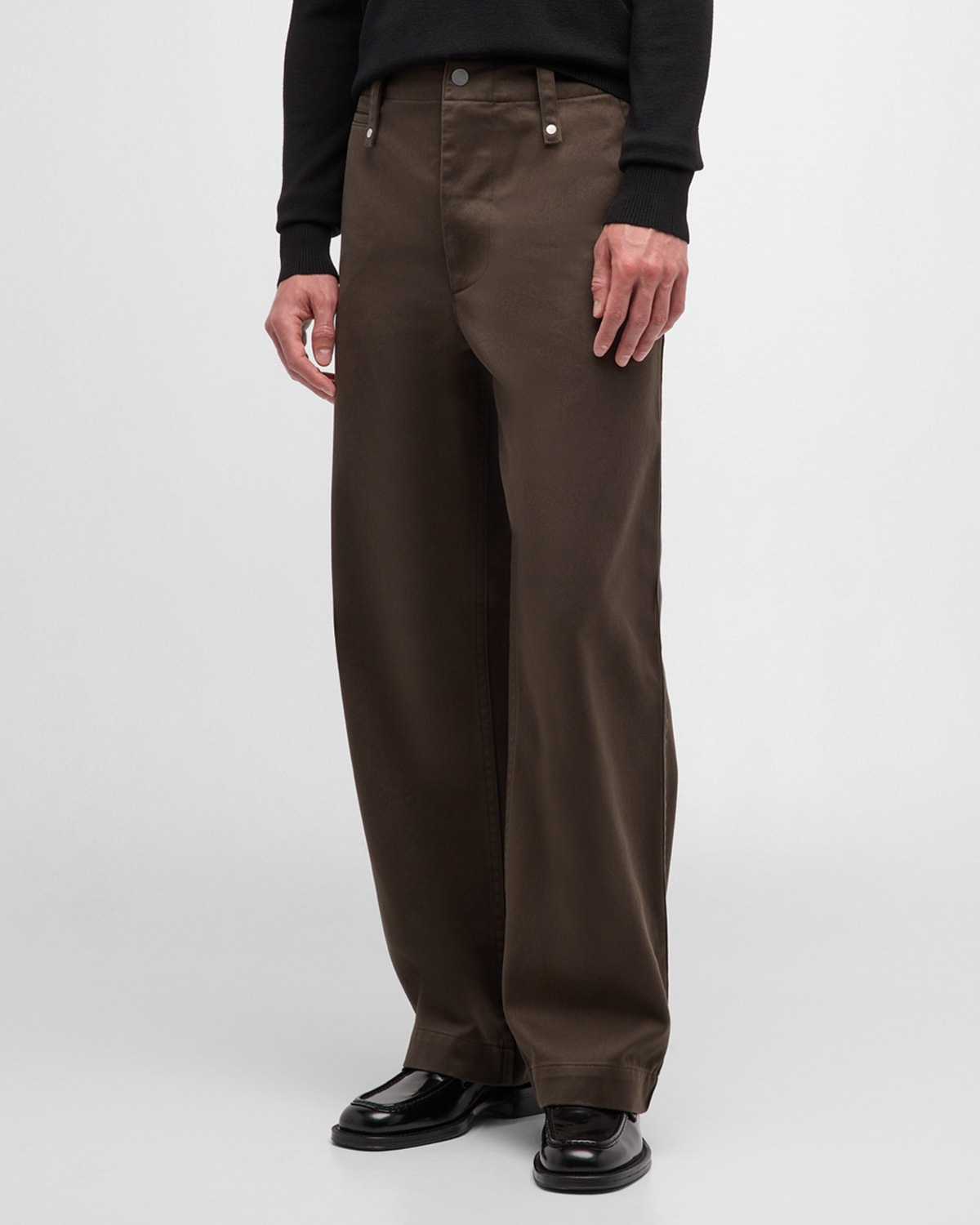 Shop Burberry Men's Wide-leg Chino Pants In Otter