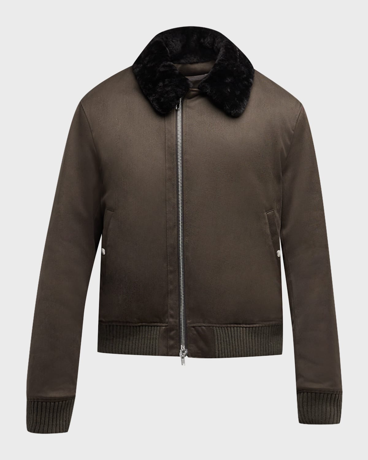 Burberry Cotton And Shearling Bomber Jacket In Otter