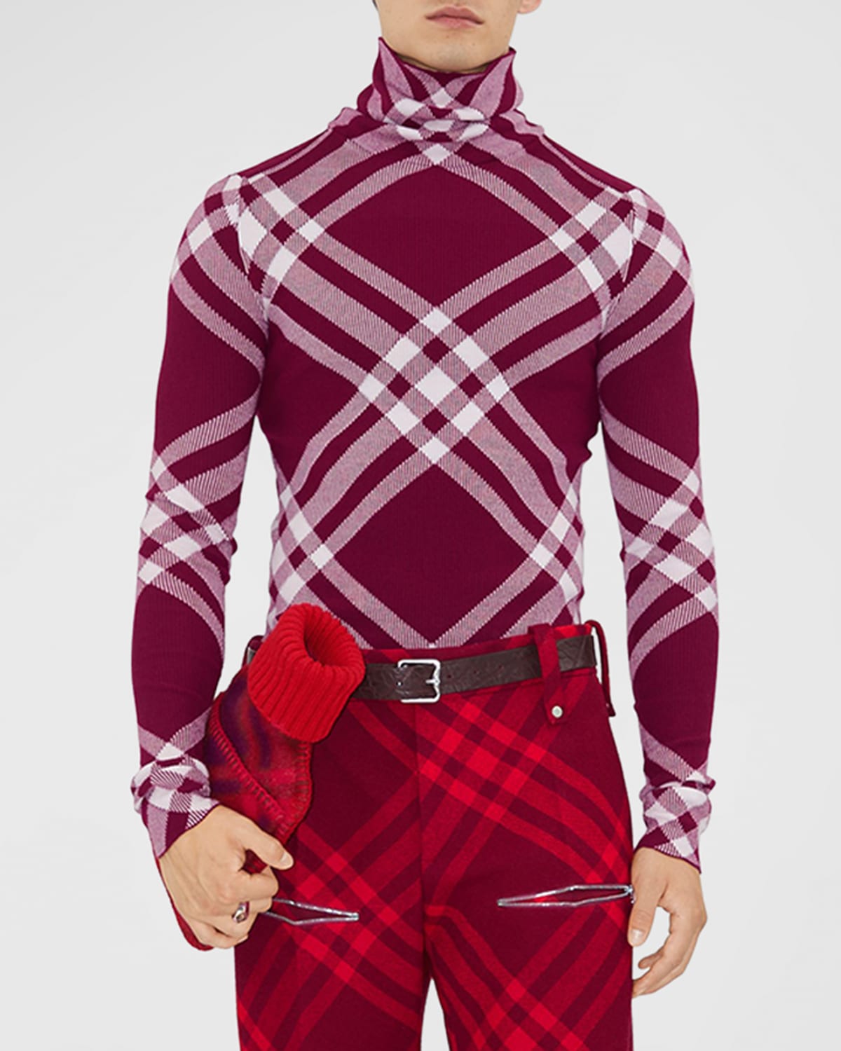 Shop Burberry Men's Ripple Ip Turtleneck Sweater In Ripple Ip Check