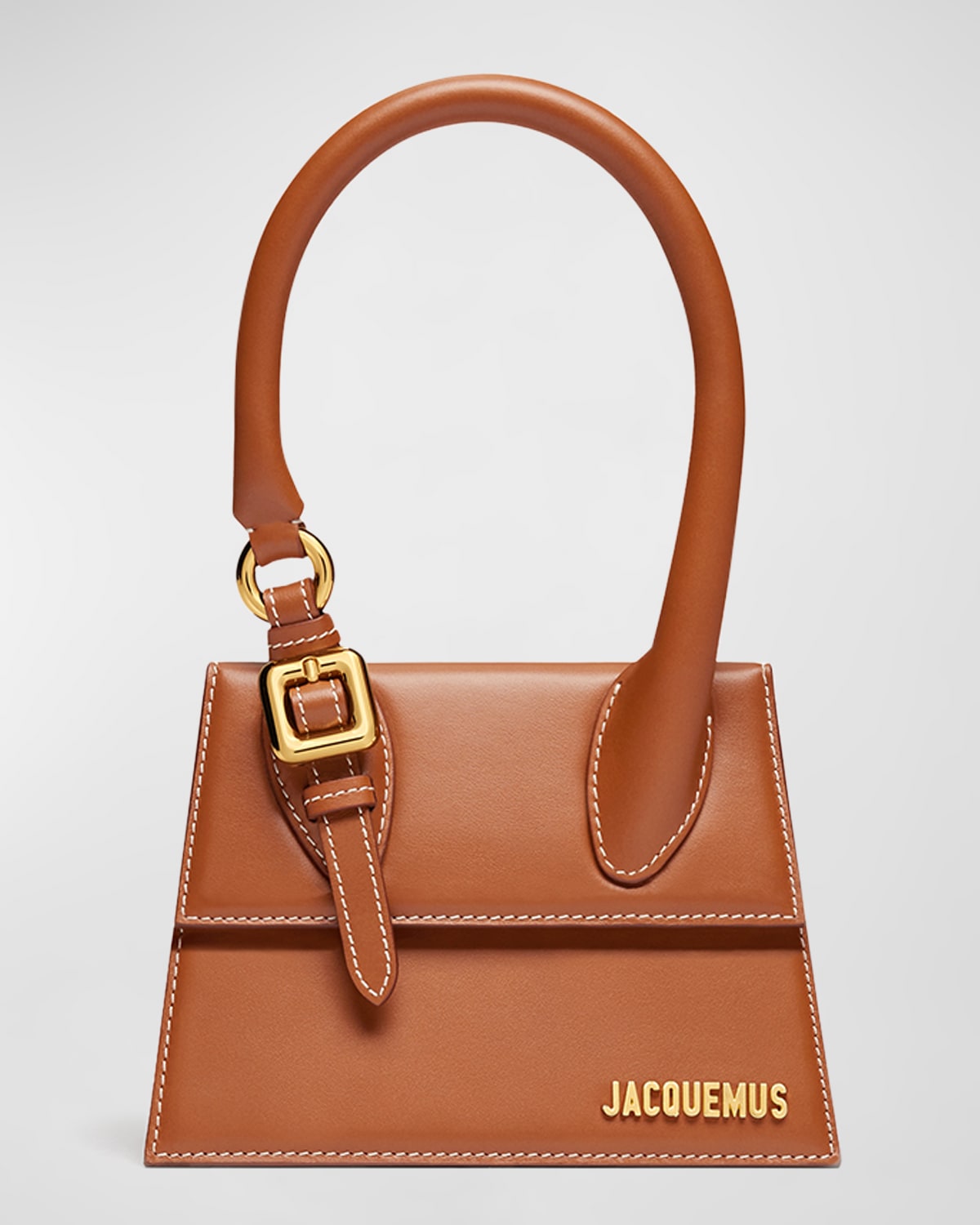 Jacquemus Le Chiquito Moyen Buckle Leather Top Handle Bag In Light Brown 2