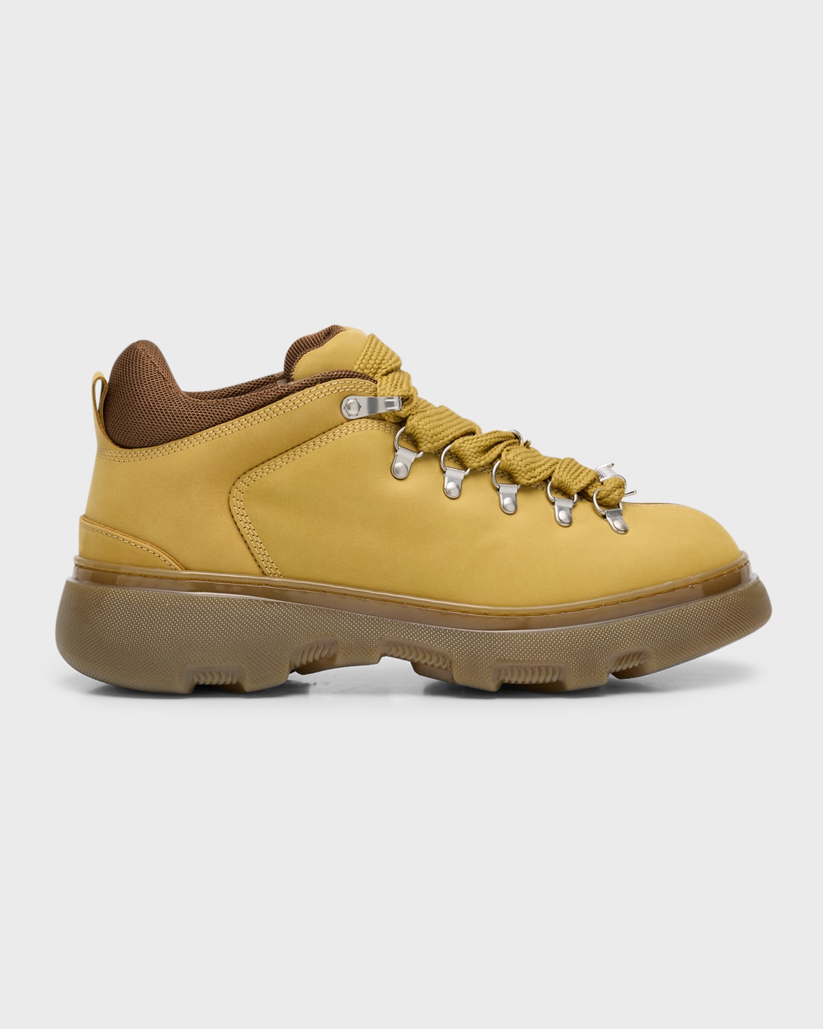Shop Burberry Men's Trek Leather Hiking Boots In Manilla