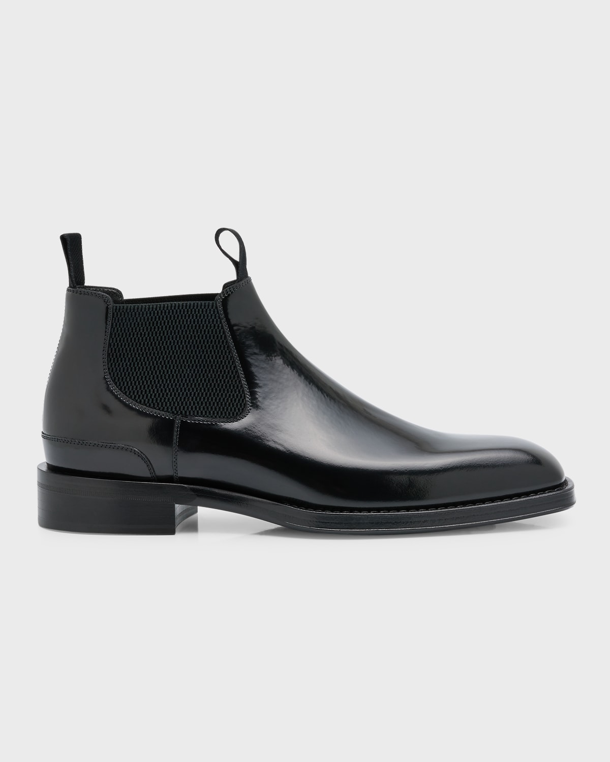 Shop Burberry Men's Patent Leather Chelsea Boots In Black