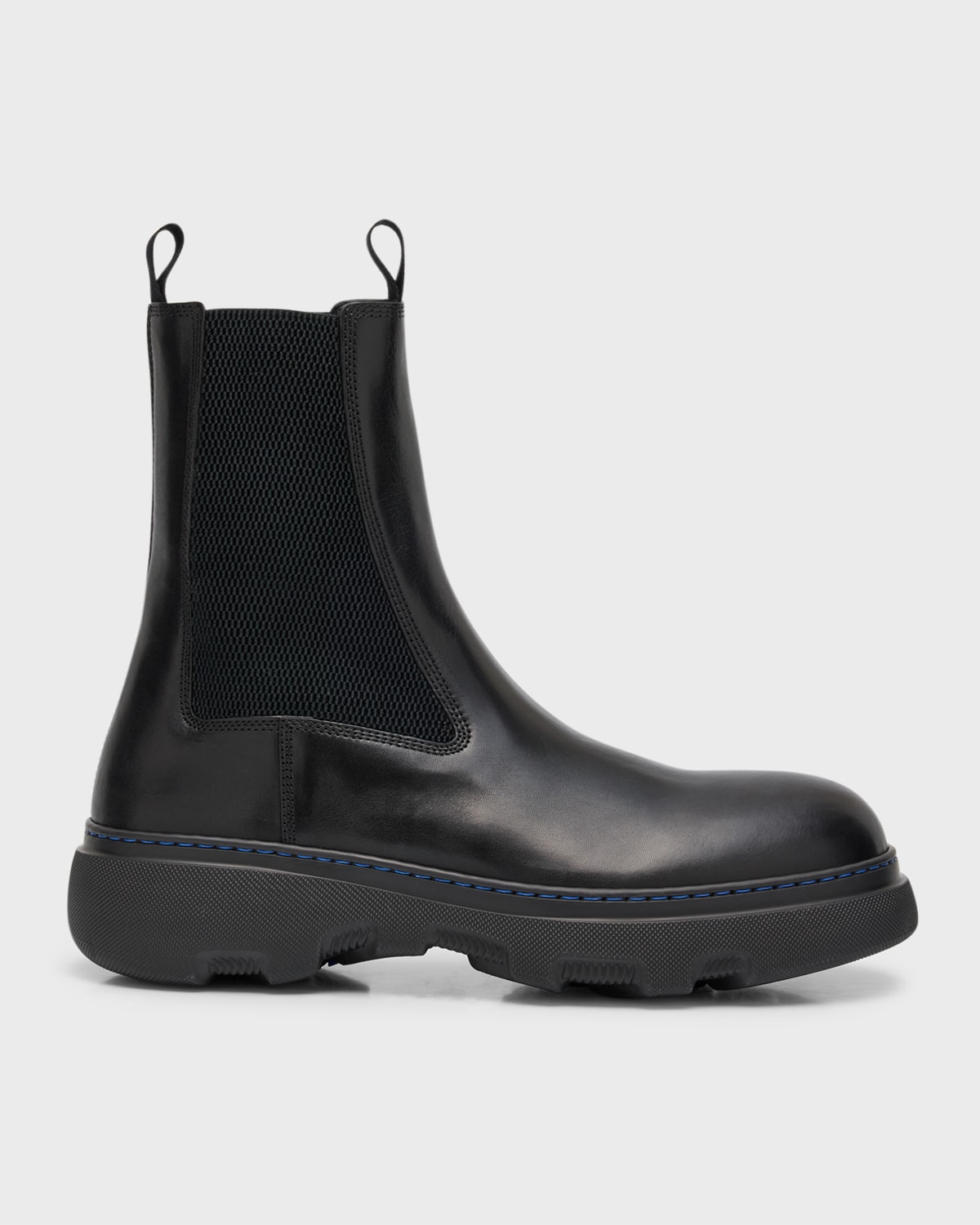 Shop Burberry Men's Gabriel Leather Creeper Chelsea Boots In Black