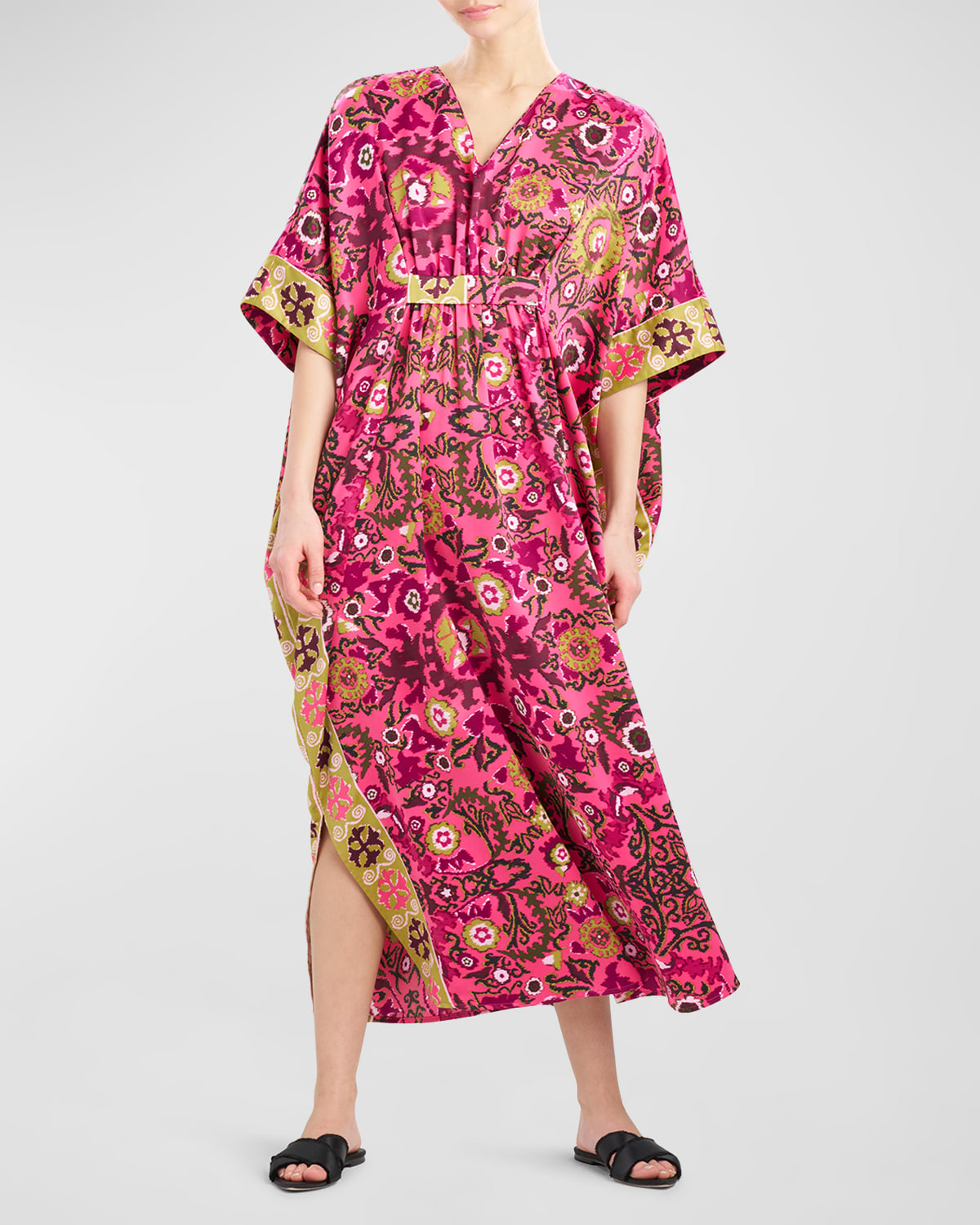 NATORI FLORAL-PRINT PALAZZO CAFTAN