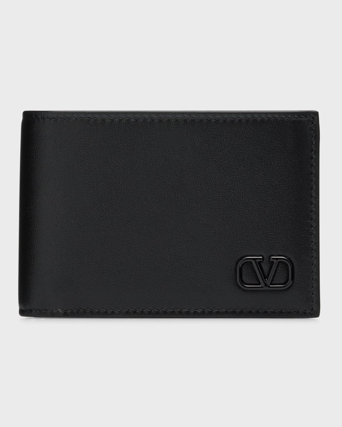 Valentino Garavani Men's Vlogo Leather Billfold Wallet In Black