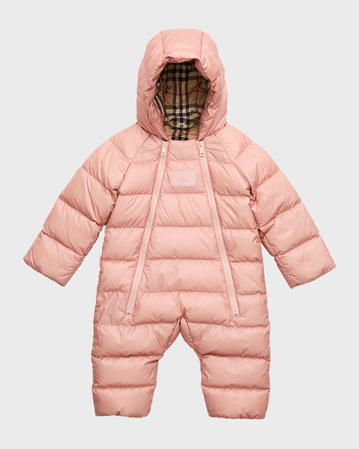 BURBERRY GIRL'S ROLLO LOGO PLAQUE PUFFER SNOWSUIT