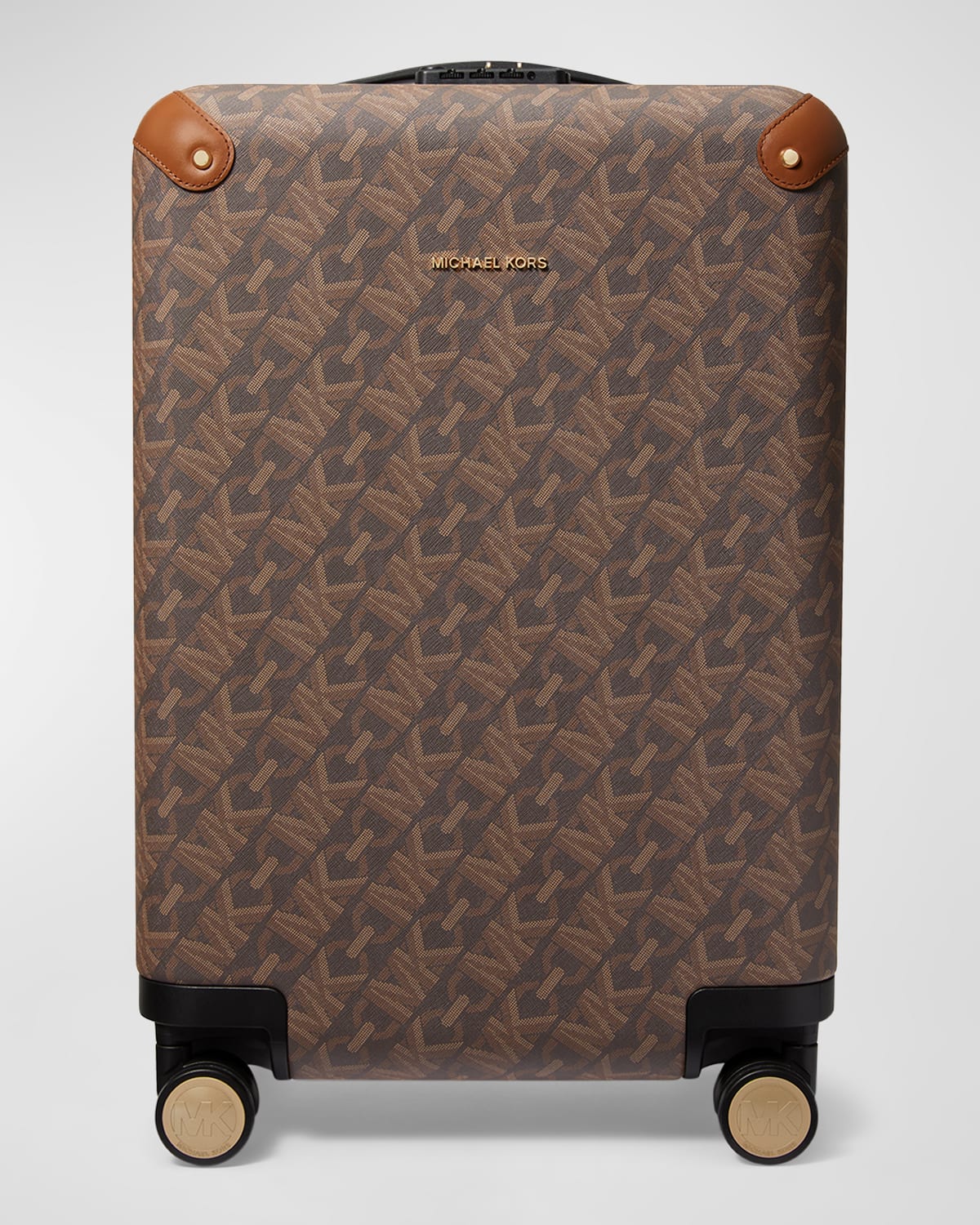 Michael Michael Kors Small Monogram Hardcase Trolley In Brown/luggage
