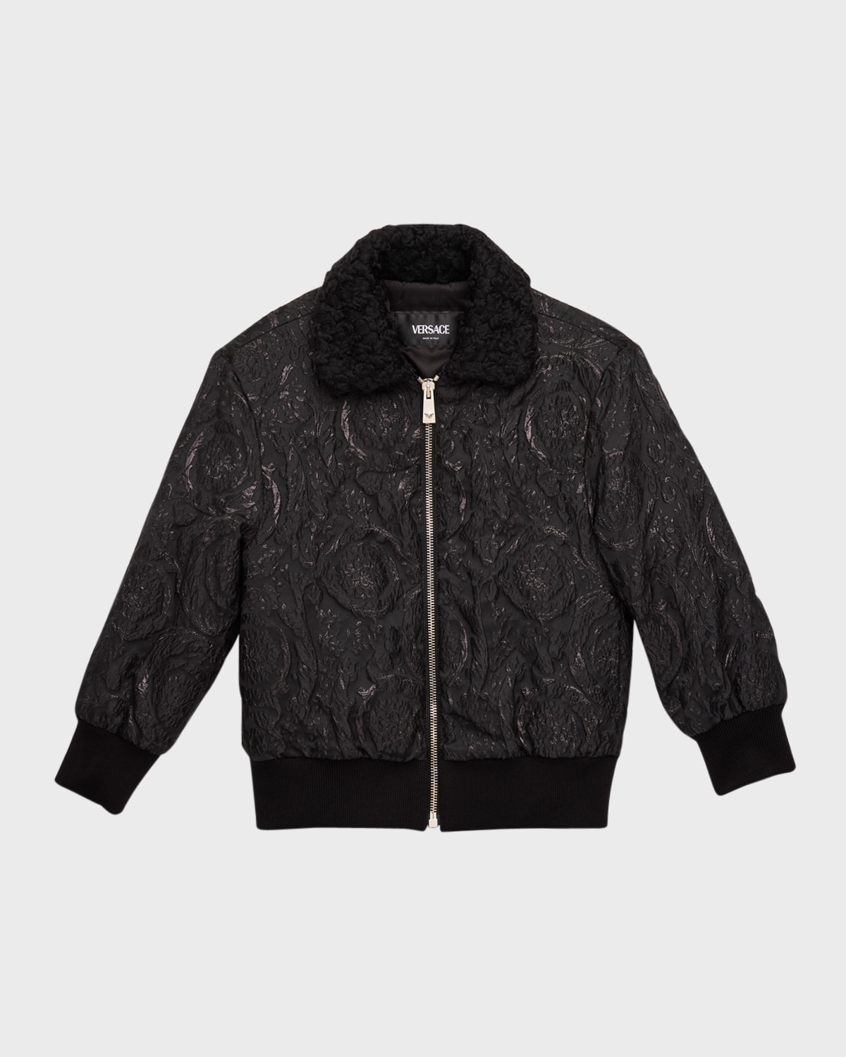 VERSACE GIRL'S TEXTURED BLOUSON BOMBER JACKET