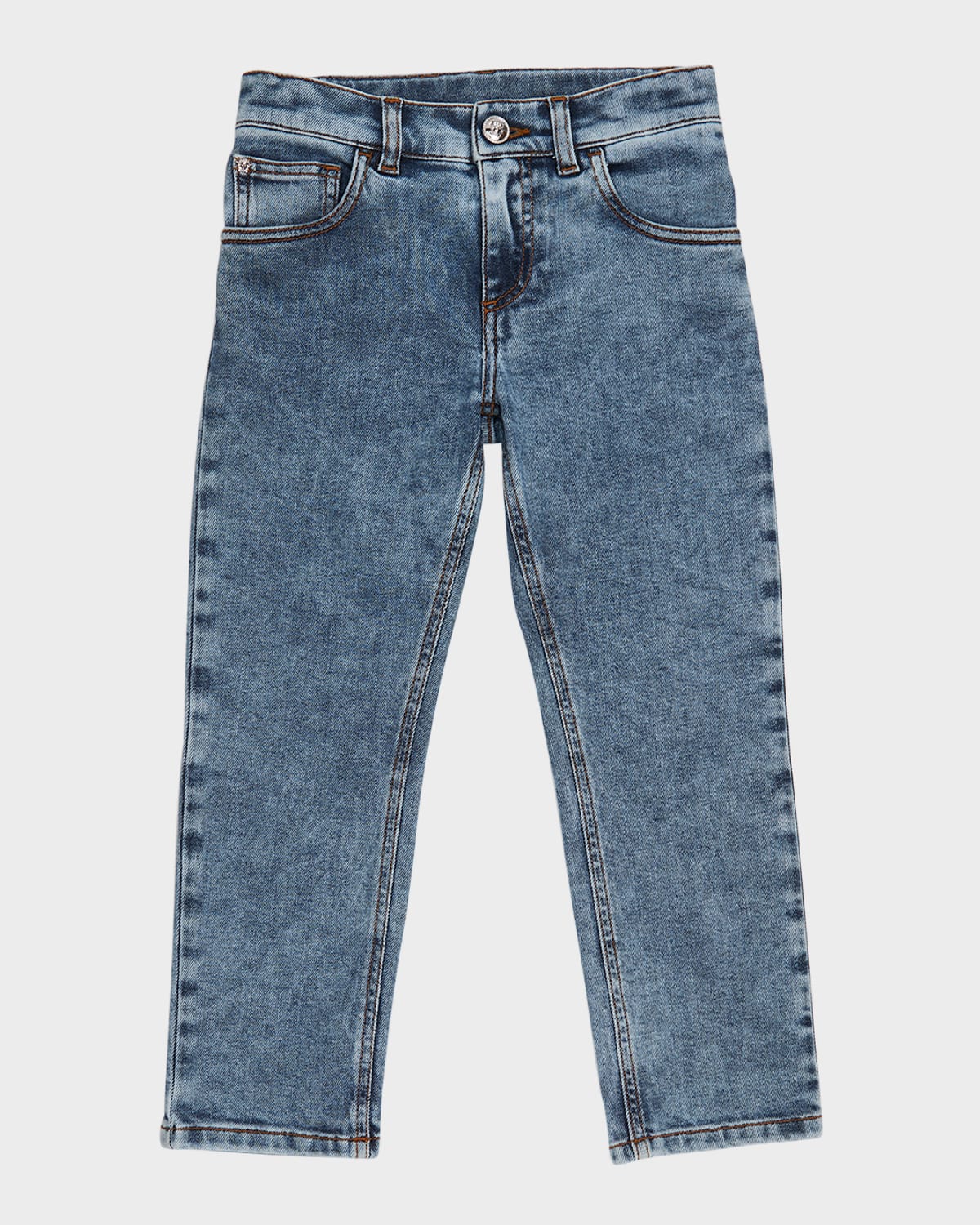 Shop Versace Boy's Vintage Wash Jeans In Medium Blue