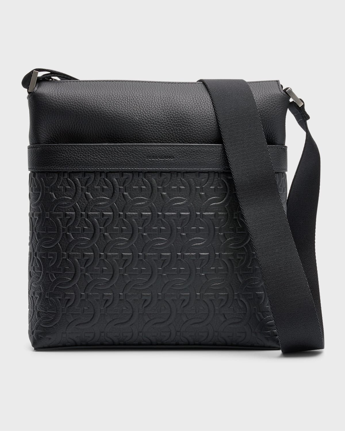 Men's Gancini Embossed Leather Crossbody Bag
