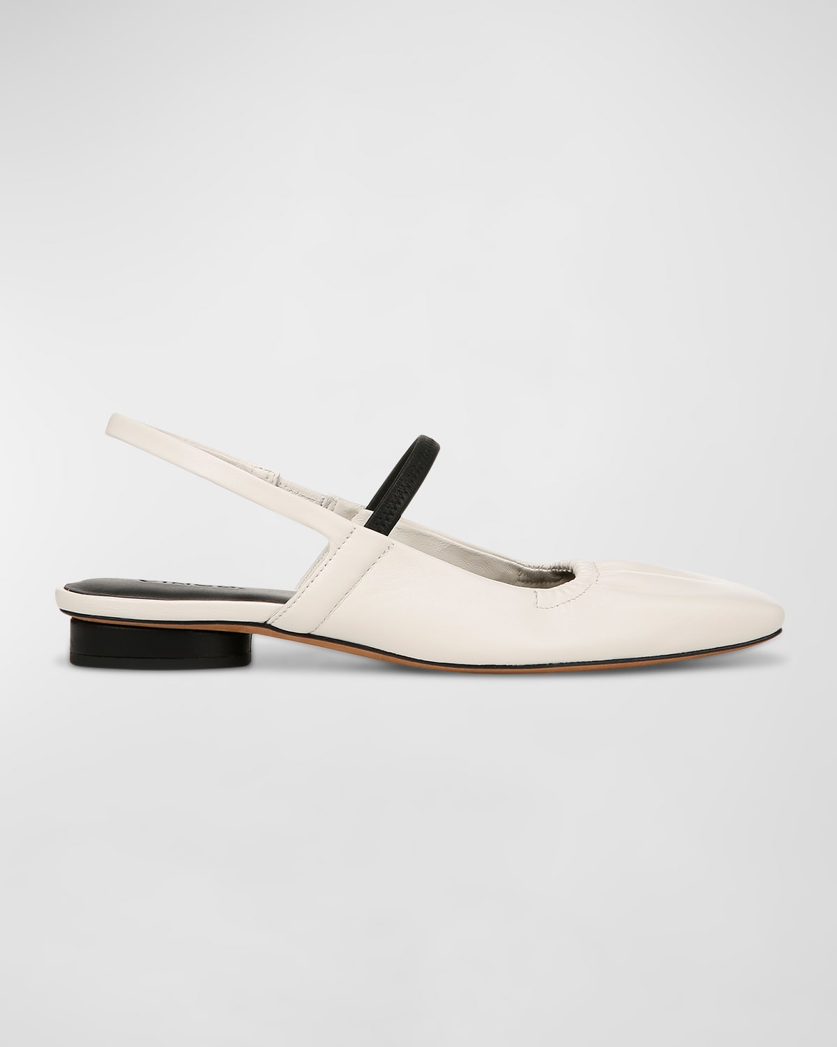 Vince Venice Leather Slingback Ballerina Flats In Milk/black Leathe