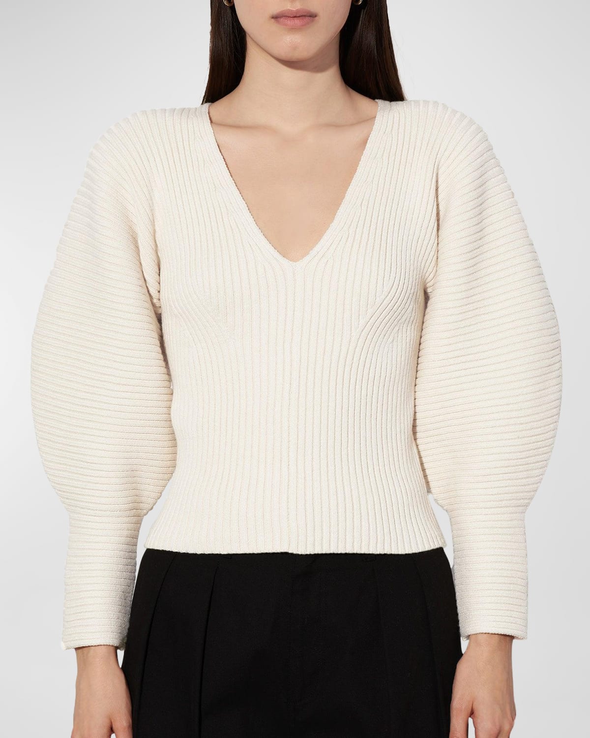 Shop Mara Hoffman Olla Puff-sleeve Organic Cotton Sweater In Neutral