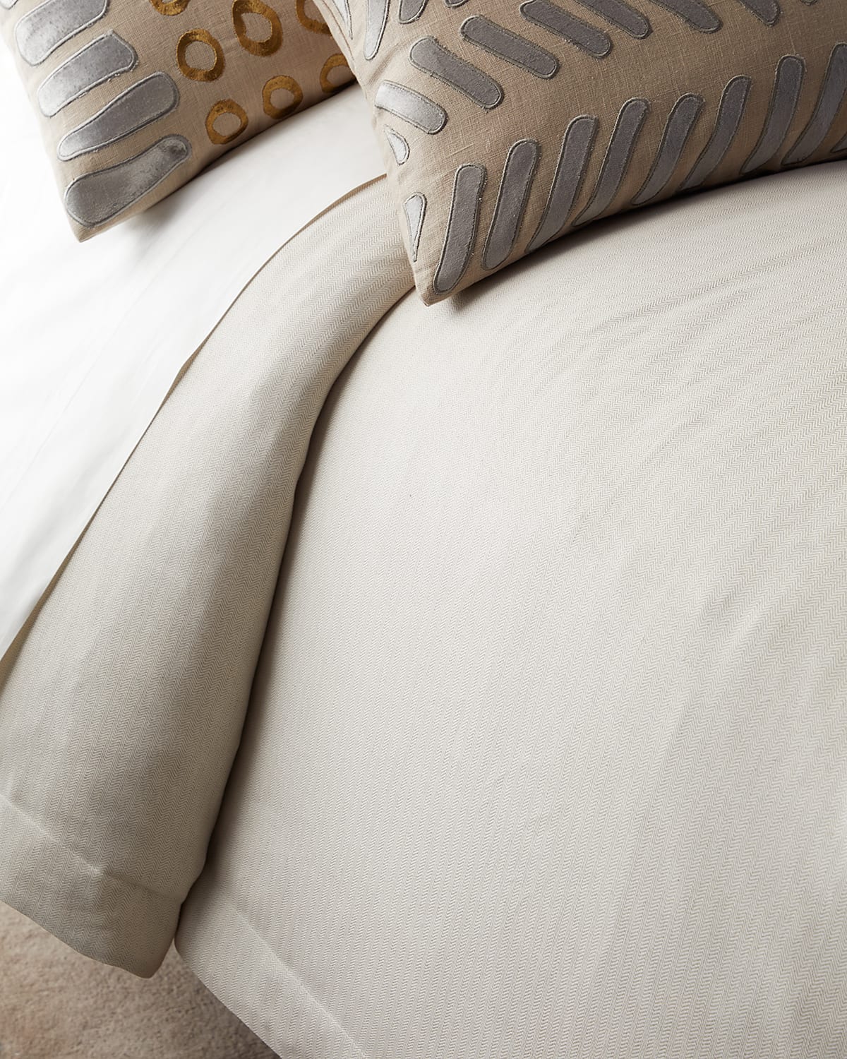 Lili Alessandra Rain Natural Herringbone Duvet Cover