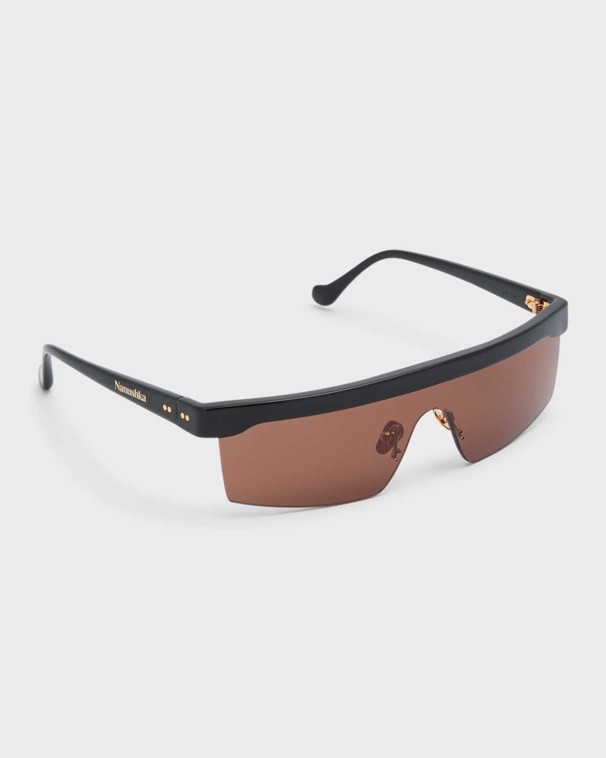 Nanushka Callias Flat-top Acetate Shield Sunglasses In Black