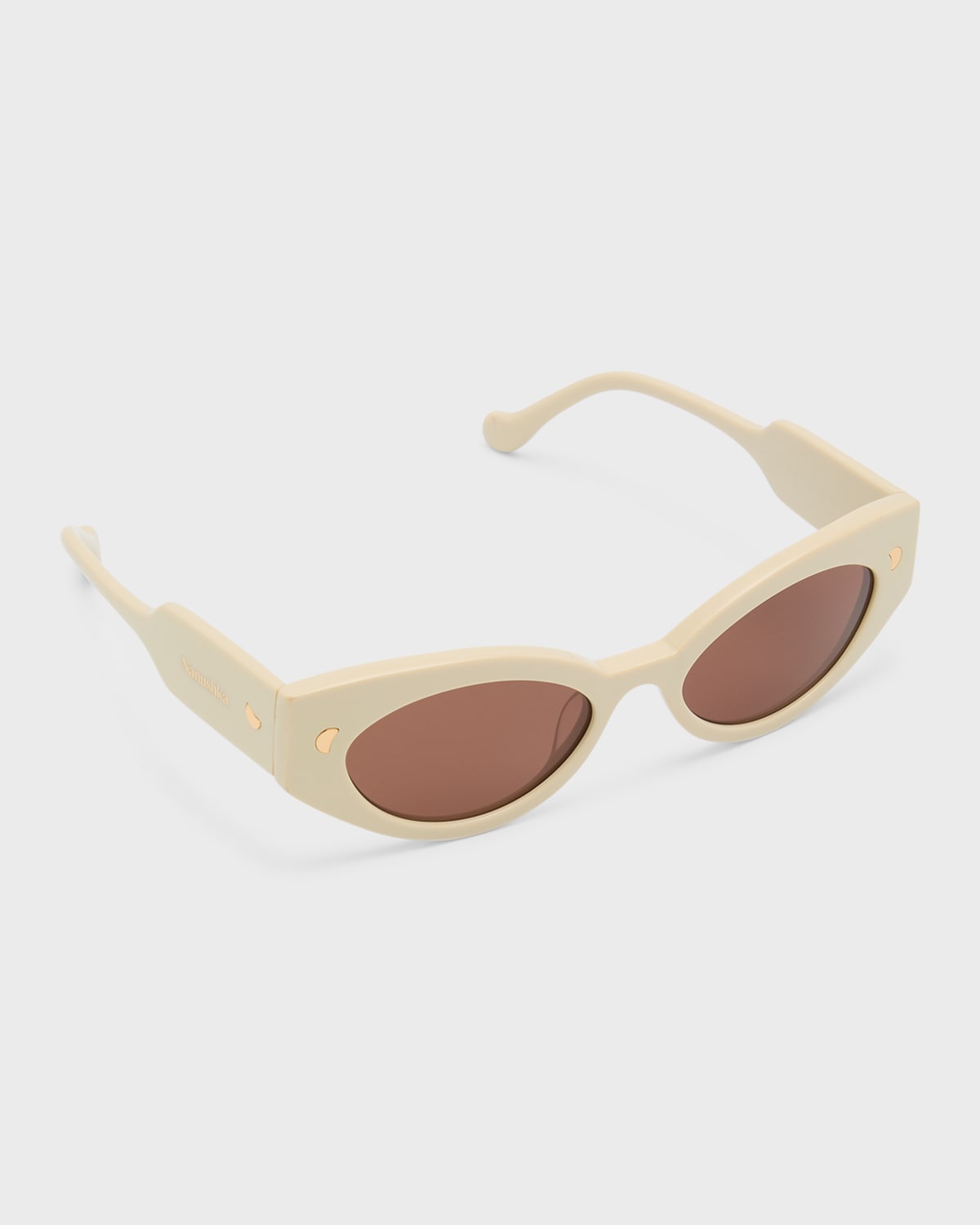 Nanushka Azalea Ivory Acetate Cat-eye Sunglasses In Shell