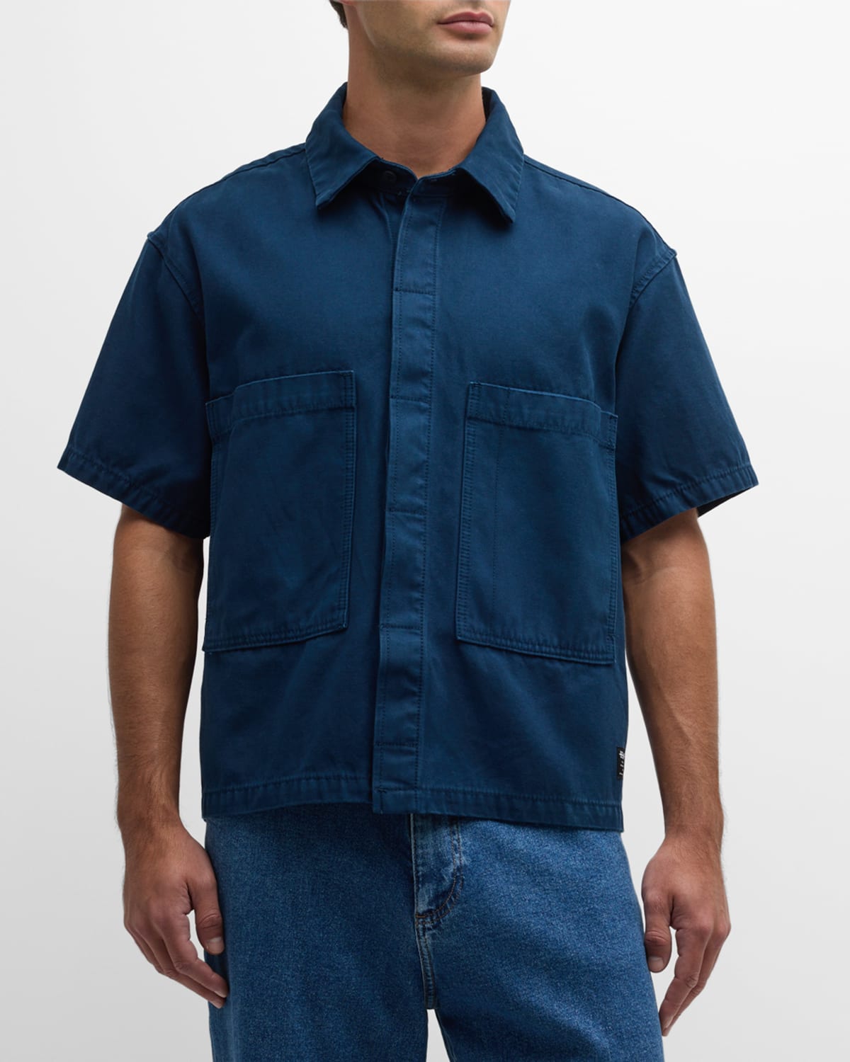Hudson X Brandon Williams Men's Patch-pocket Sport Shirt In Detroit Blue
