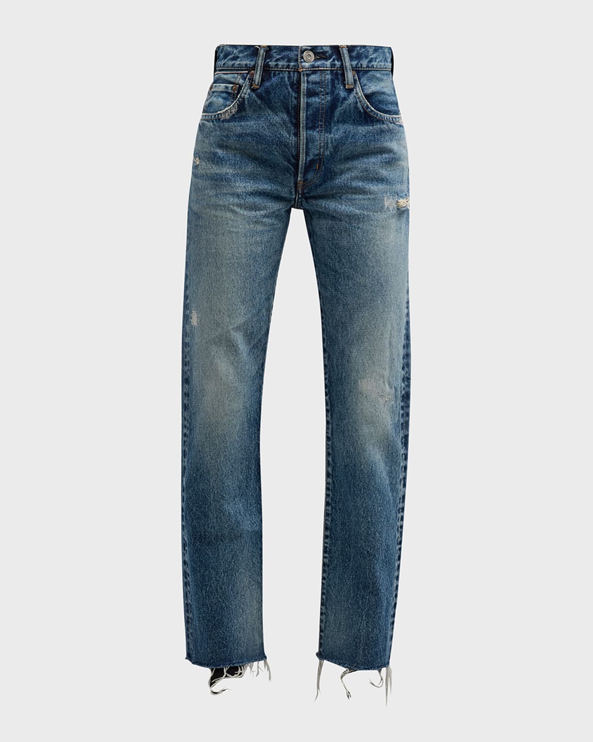 Sundown Distressed Straight-Leg Jeans