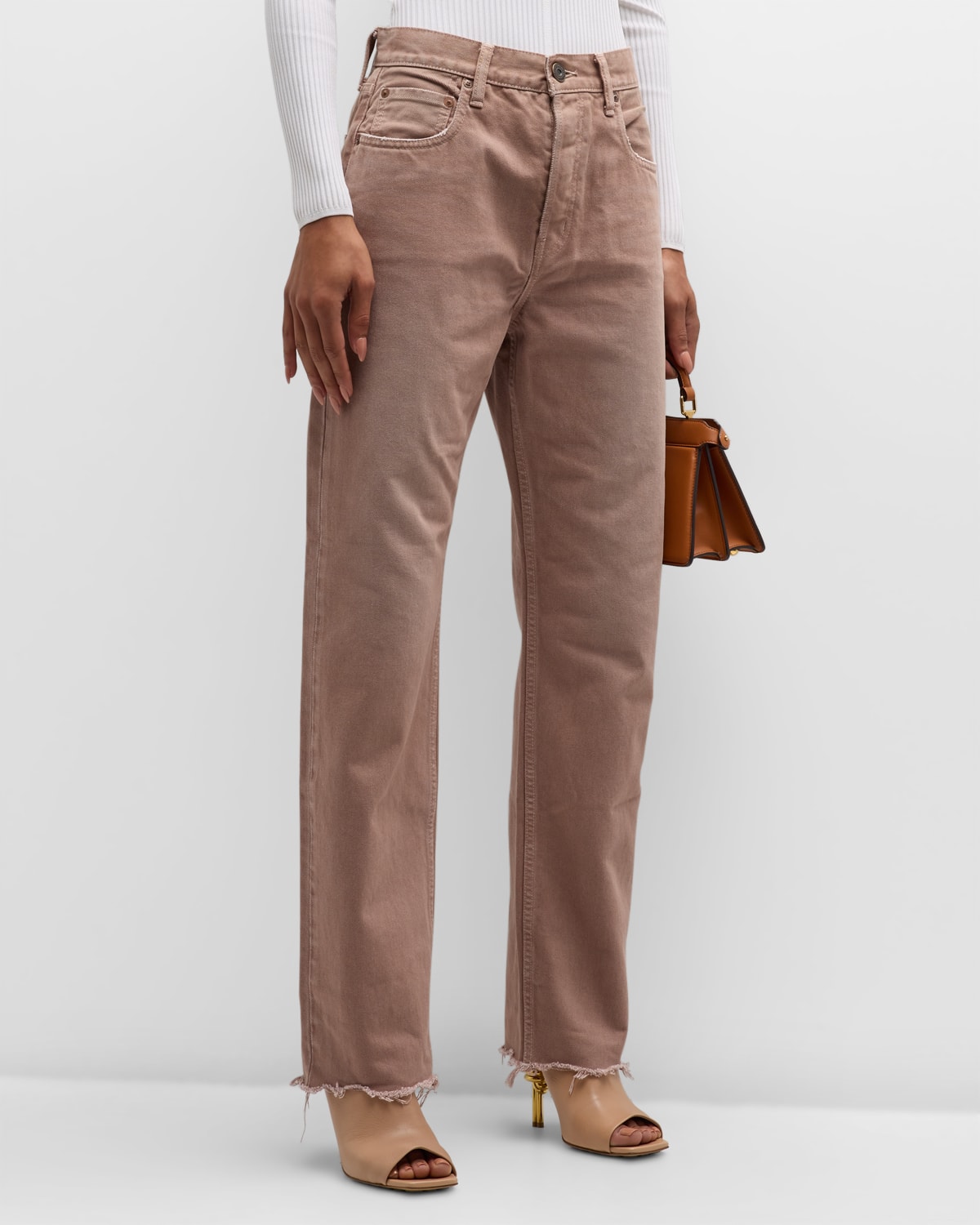 Shop Moussy Vintage Emery Wide Straight Jeans In Beg