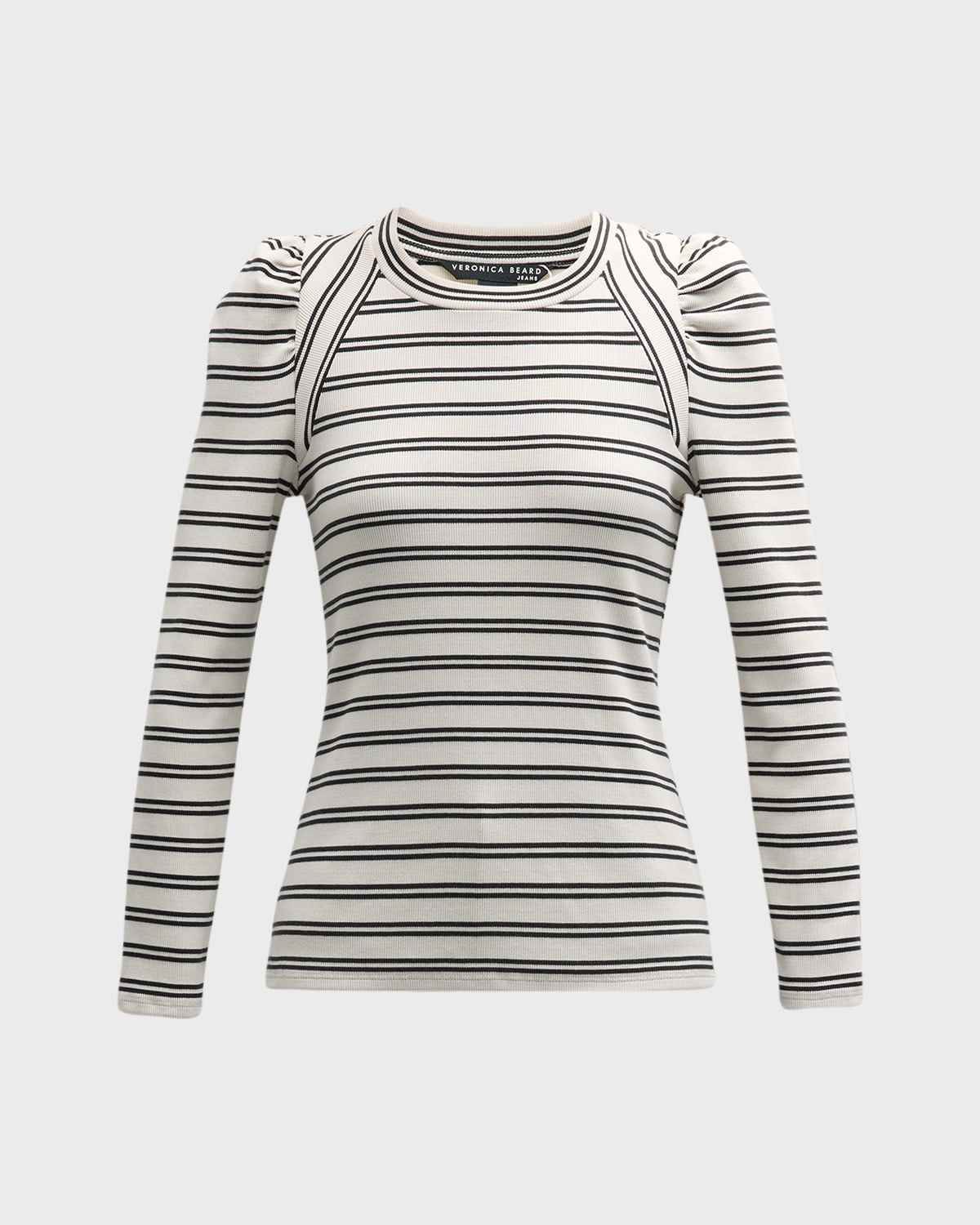 VERONICA BEARD JEANS DELANO STRIPED PUFF-SLEEVE TOP