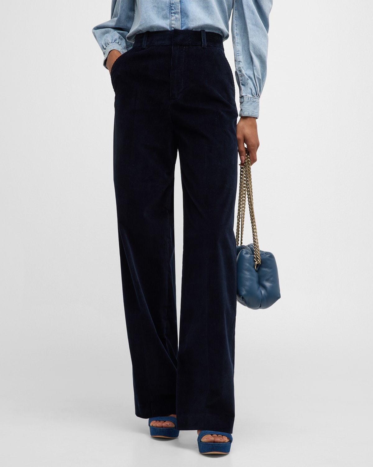 FRAME HIGH RISE RELAXED CORDUROY TROUSERS