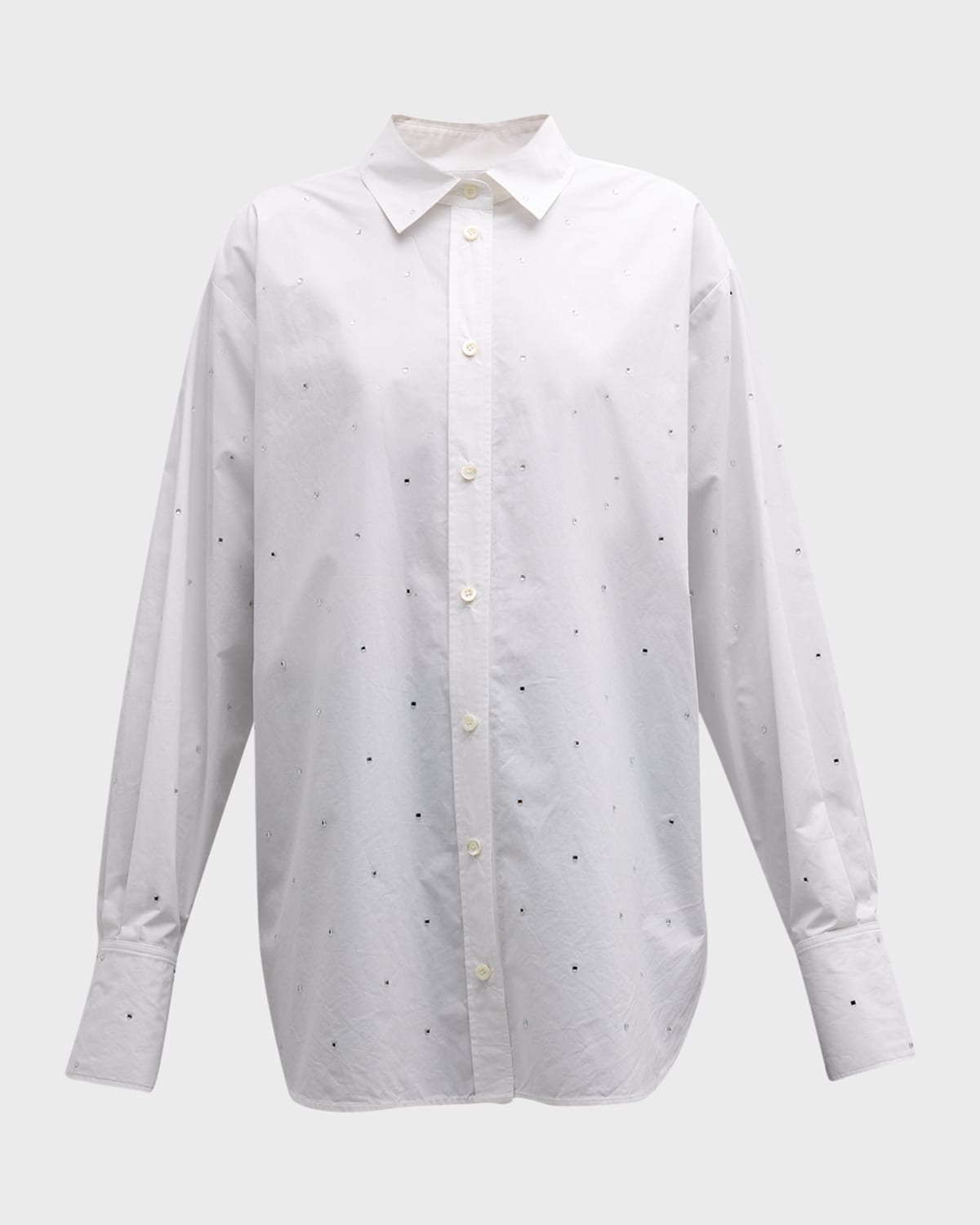 Frame The Oversized Rhinestone-embellished Shirt In White