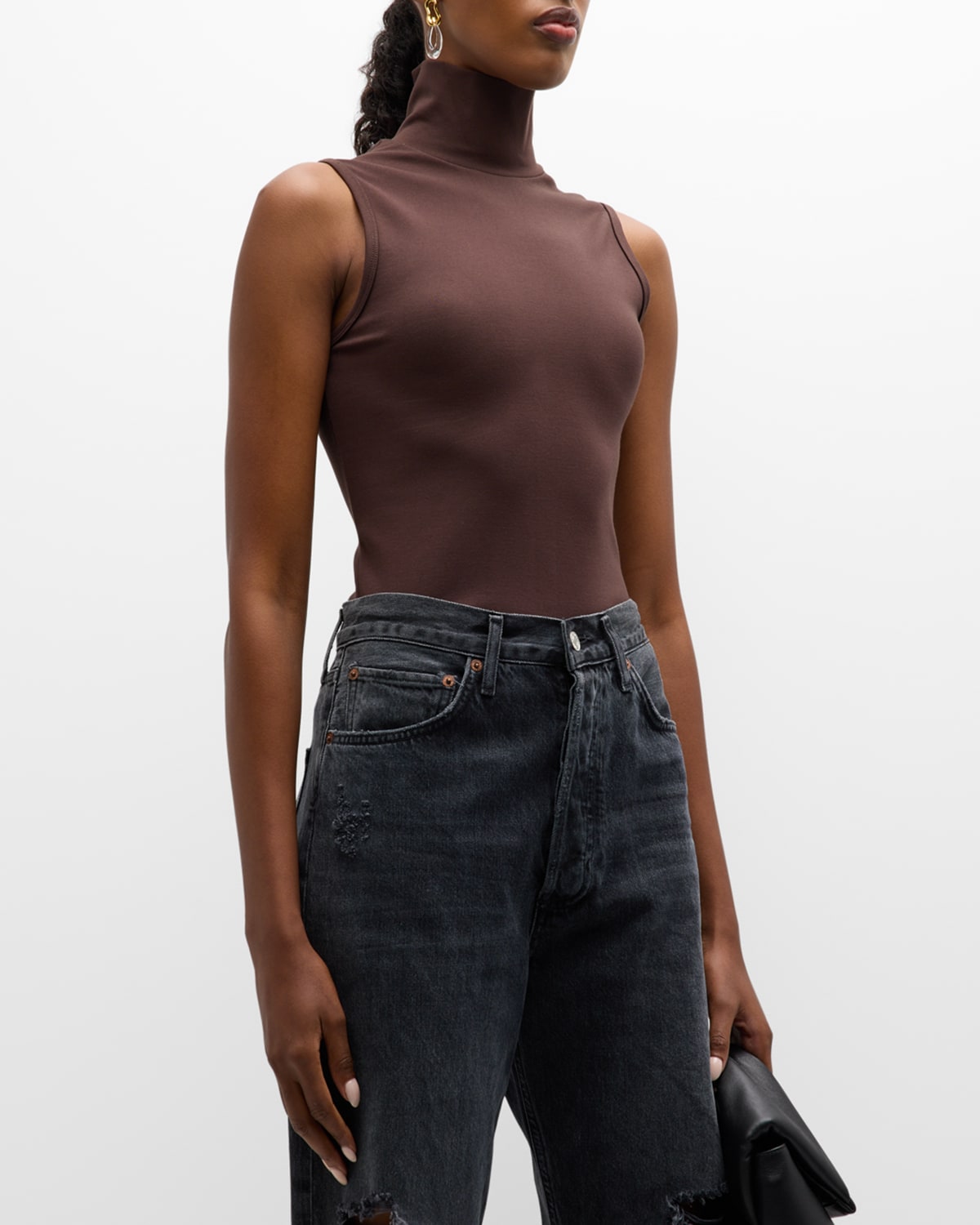 Rag & Bone Irina Turtleneck Ponte Tank In Brown