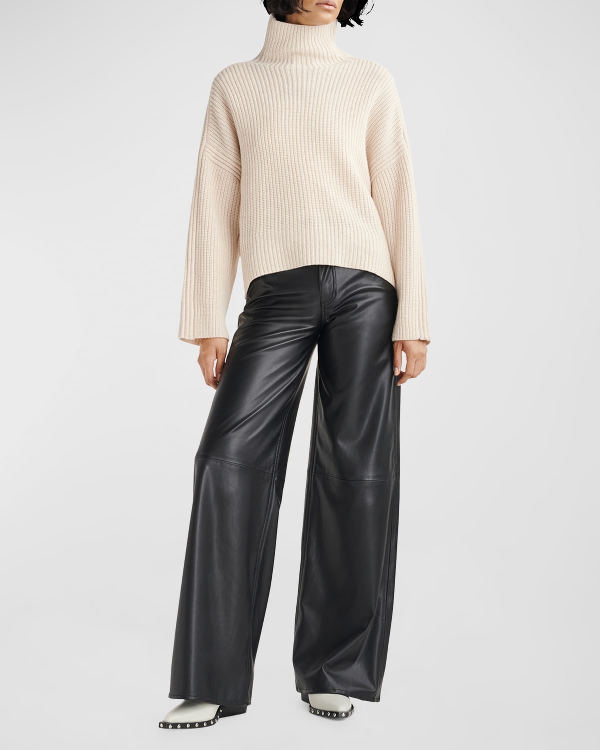 Rag & Bone Connie Wool Turtleneck Sweater In Oatmeal