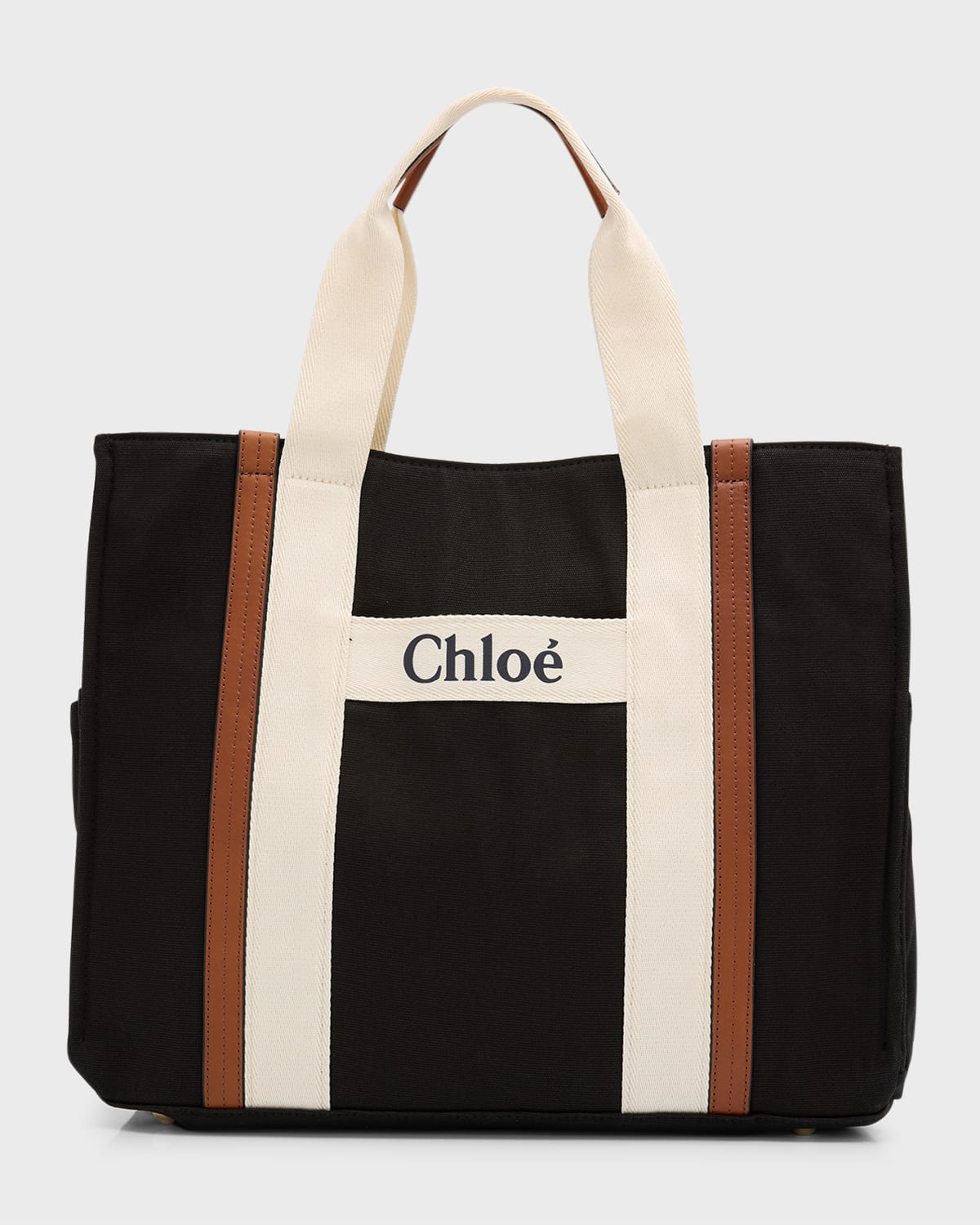 Shop Chloé Cotton Canvas Logo Changing Bag In Black