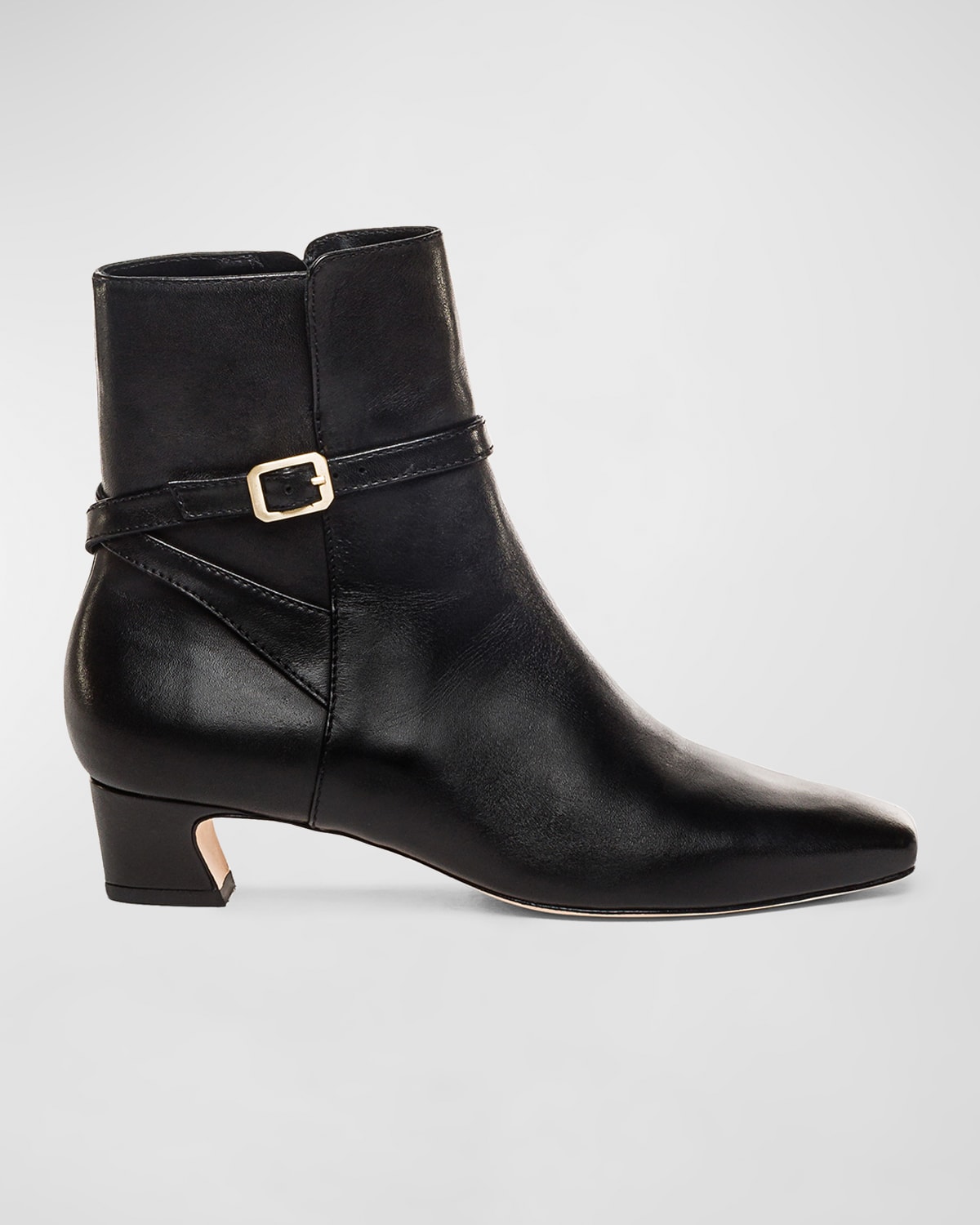 Bernardo Leather Buckle-strap Ankle Booties In Black Antique Cal