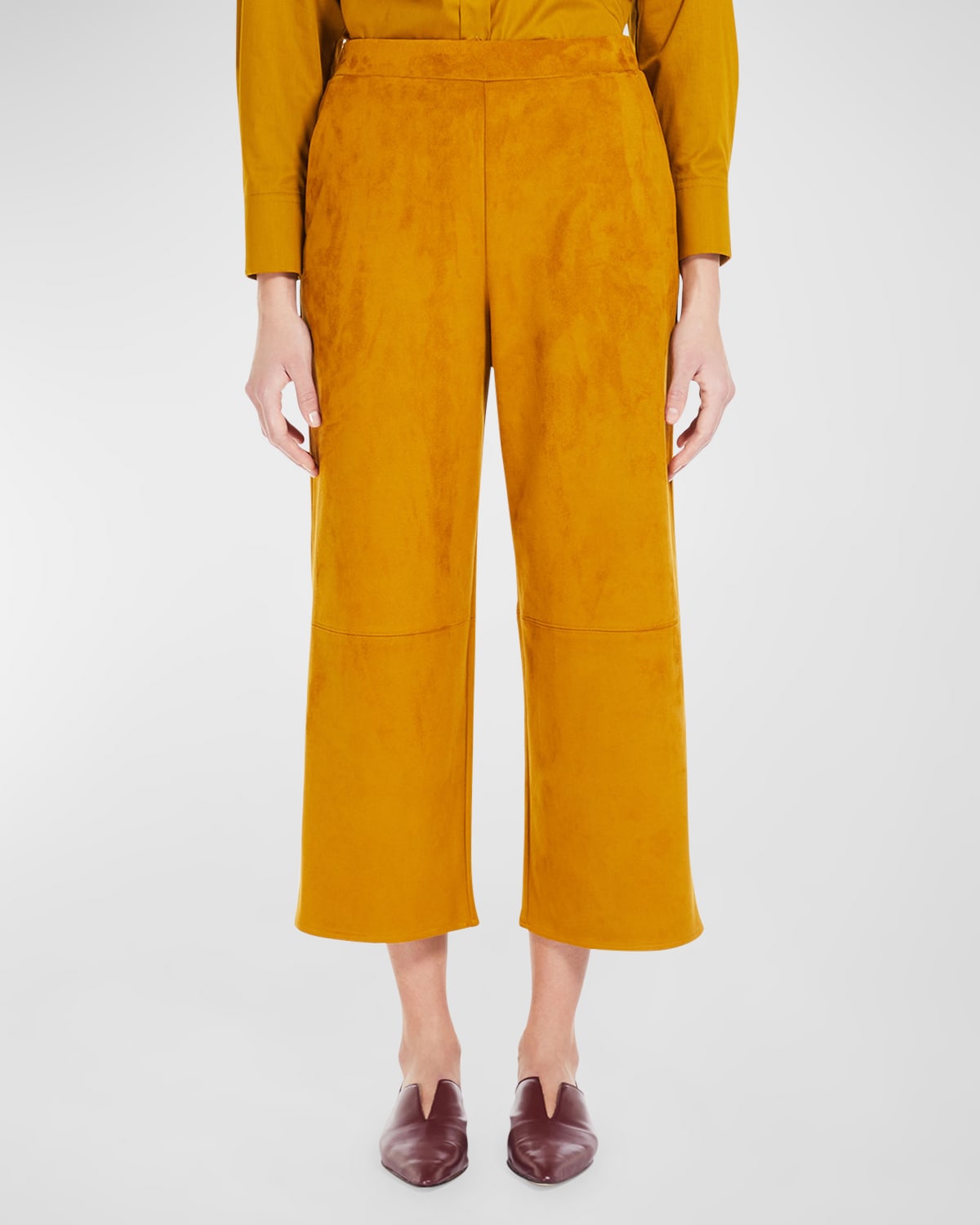 MAX MARA CROPPED STRAIGHT-LEG FAUX SUEDE PANTS