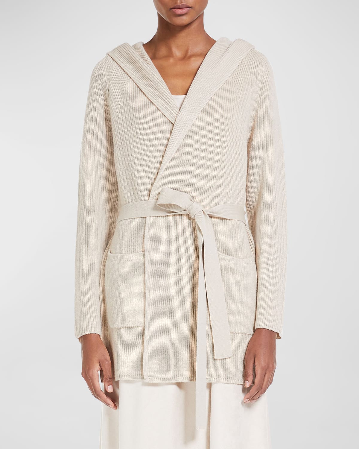 MAX MARA HOODED WOOL WRAP CARDIGAN