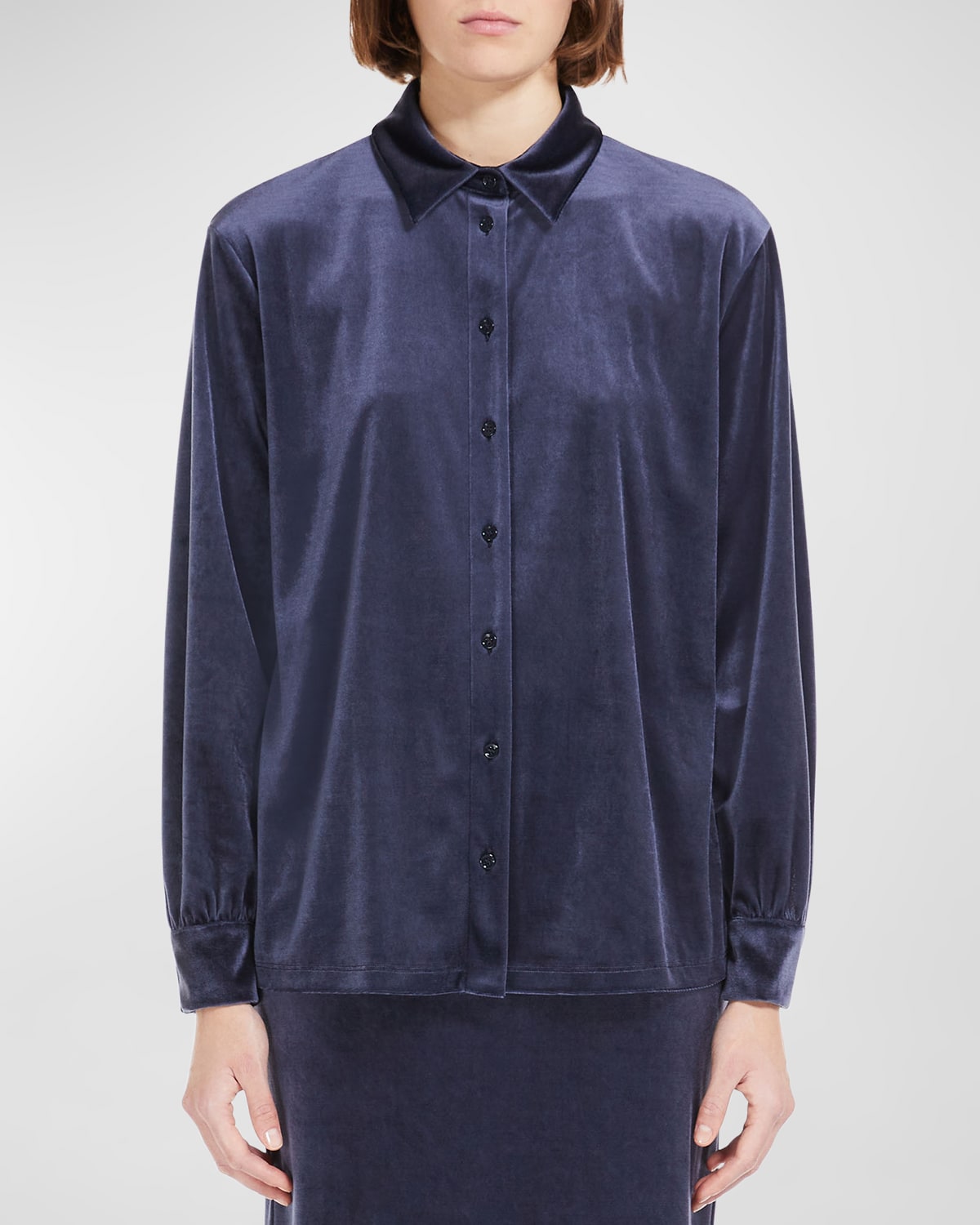 MAX MARA BUTTON-DOWN VELVET BLOUSE