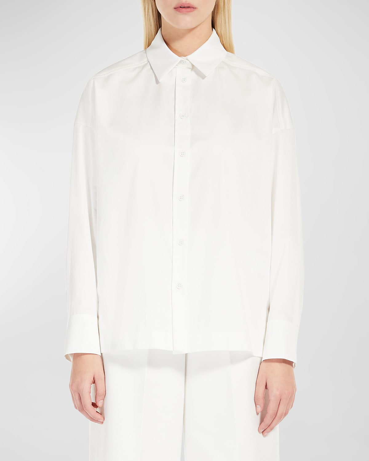 Max Mara Cotton-blend Poplin Shirt In White