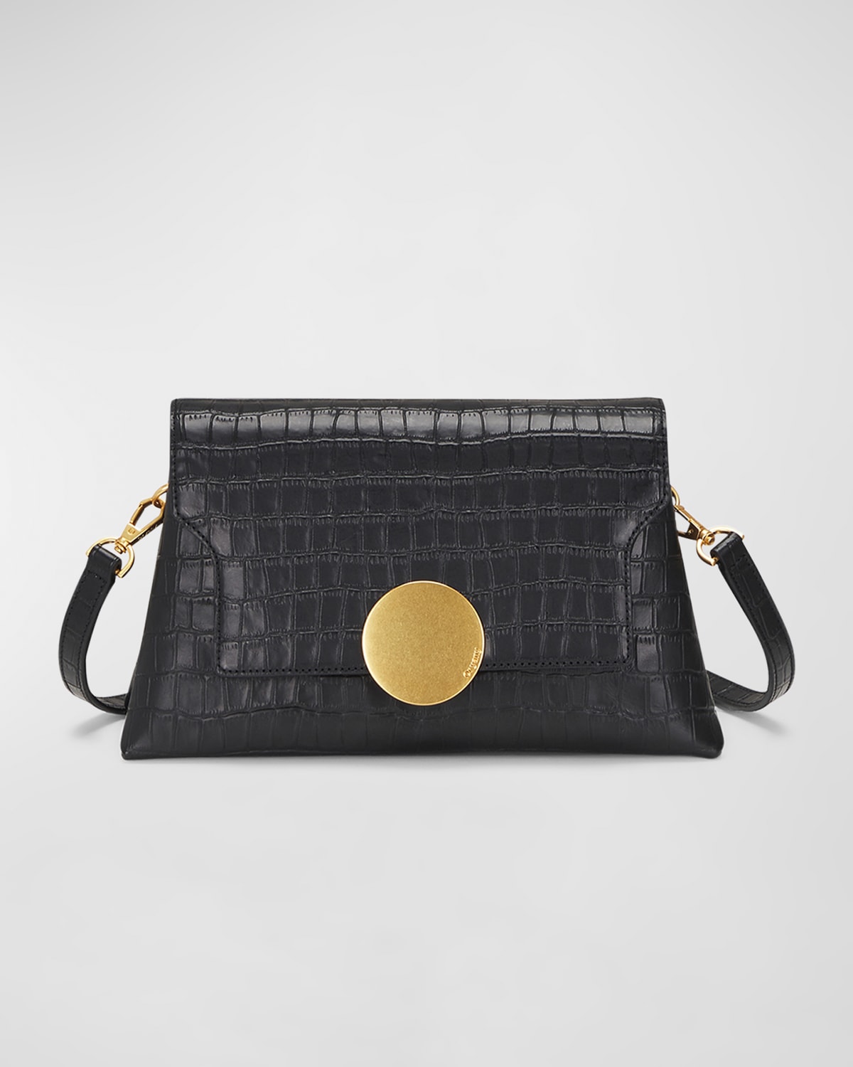 Lottie Flap Croc-Embossed Crossbody Bag