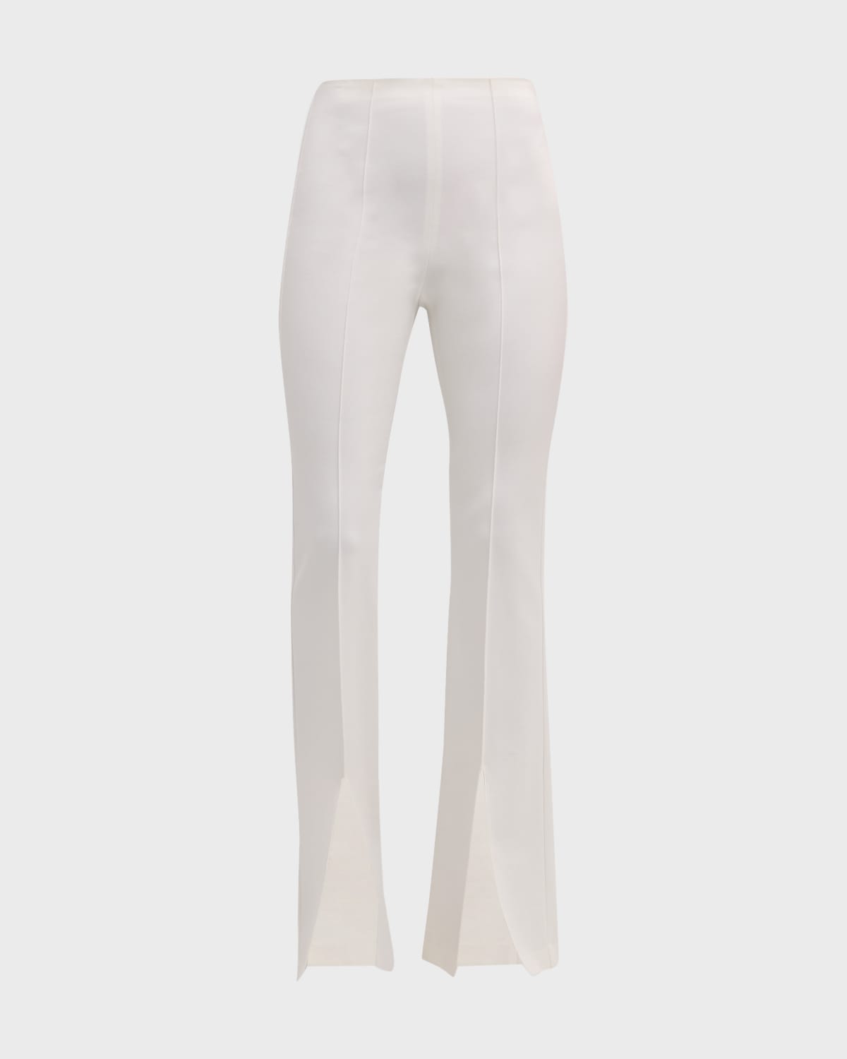 Shop Alice And Olivia Emiko High-waisted Slit-cuff Pants In Off White